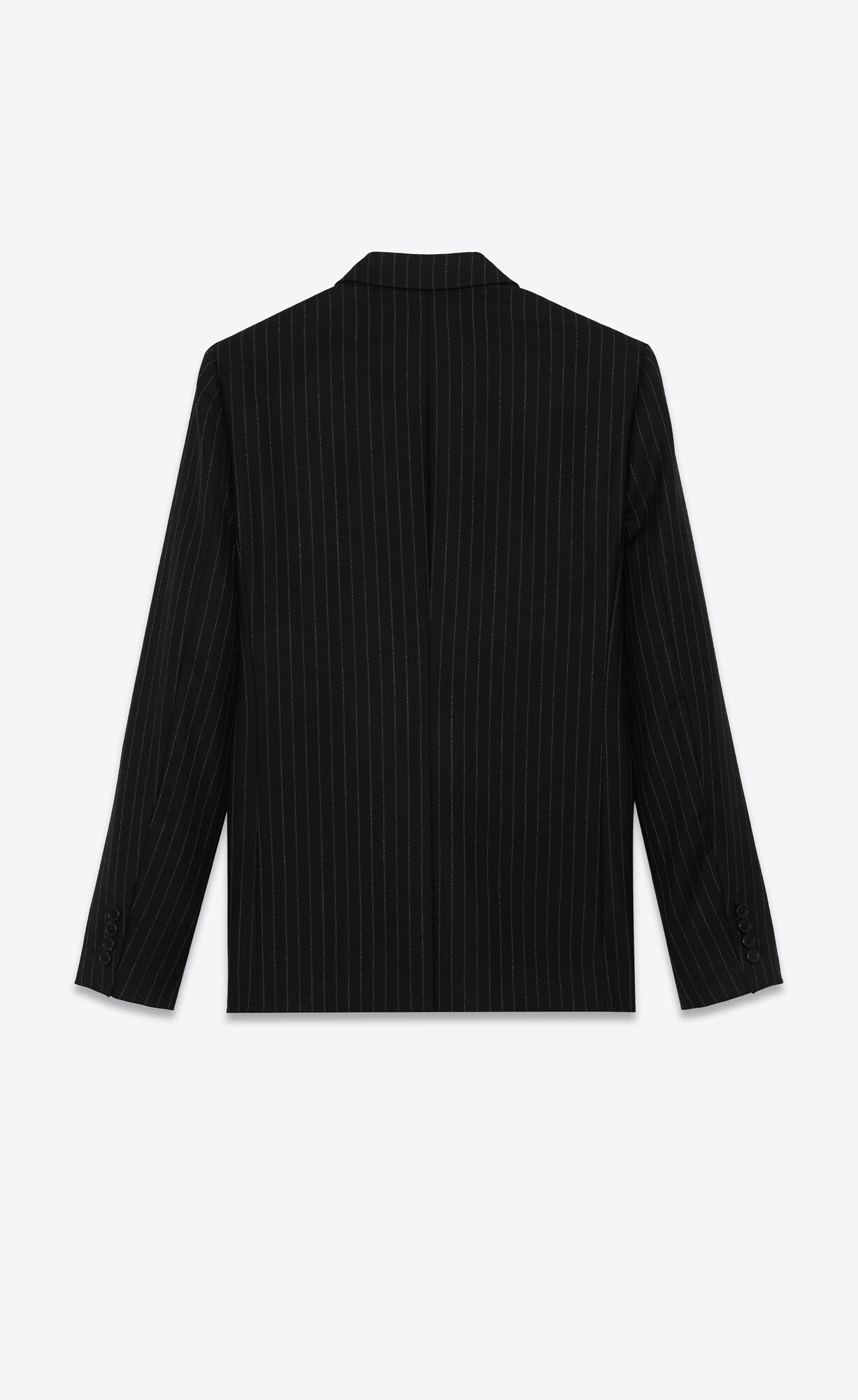 YSL Single-breasted Jacket In Rive Gauche Striped Flannel Black And White | KARXN1249