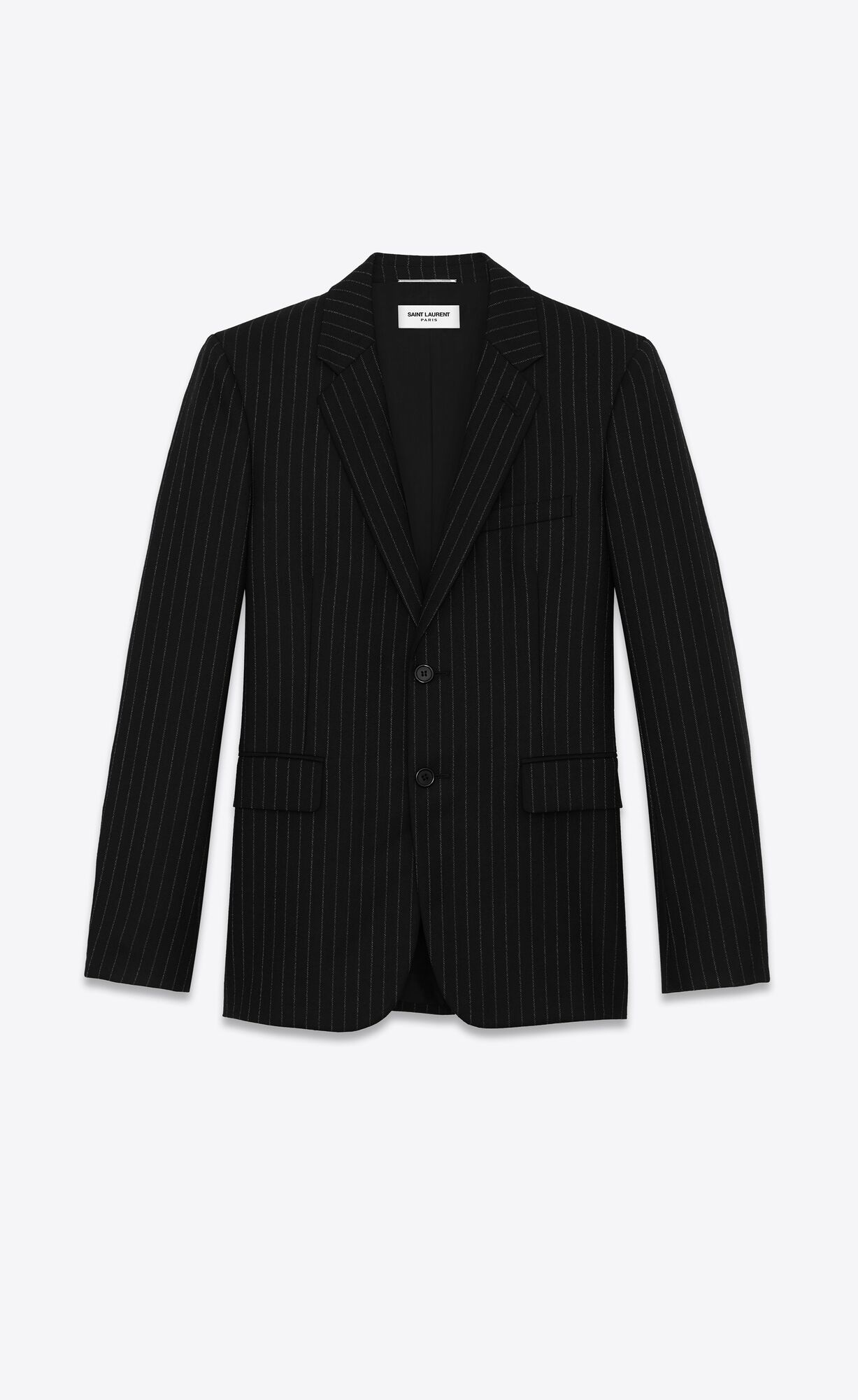 YSL Single-breasted Jacket In Rive Gauche Striped Flannel Black And White | KARXN1249