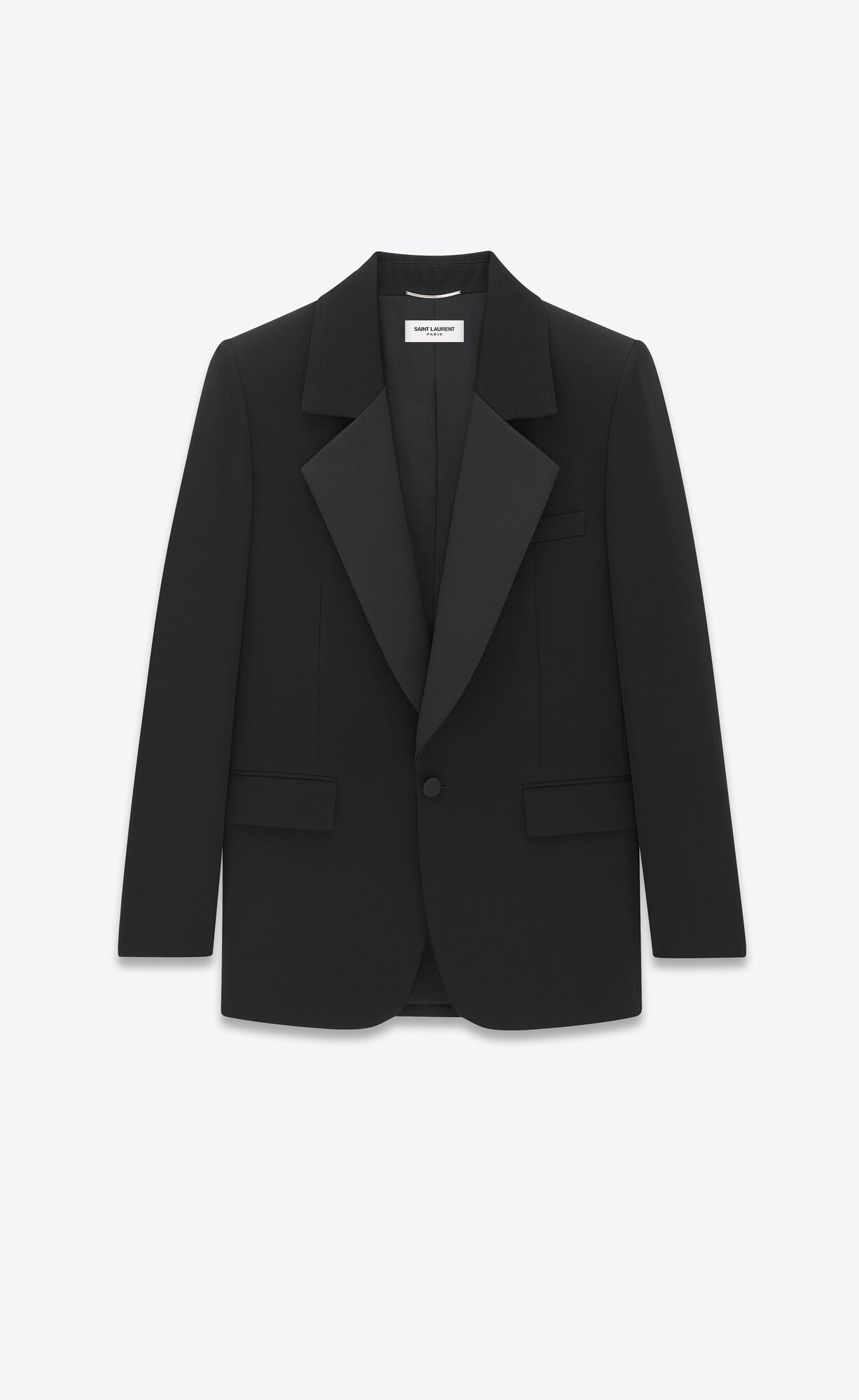 YSL Single-breasted Tuxedo Jacket In Grain De Poudre Black | BNIJT6253