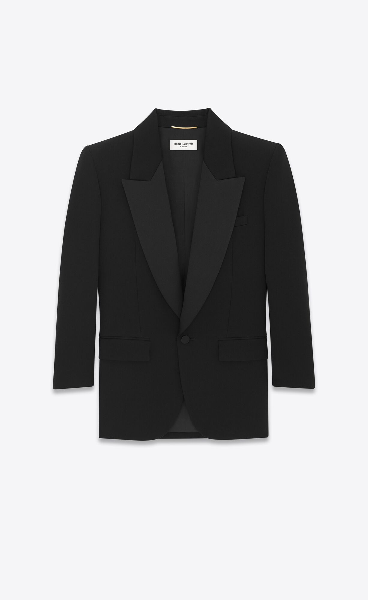 YSL Single-breasted Tuxedo Jacket In Grain De Poudre Black | NCBKY5726