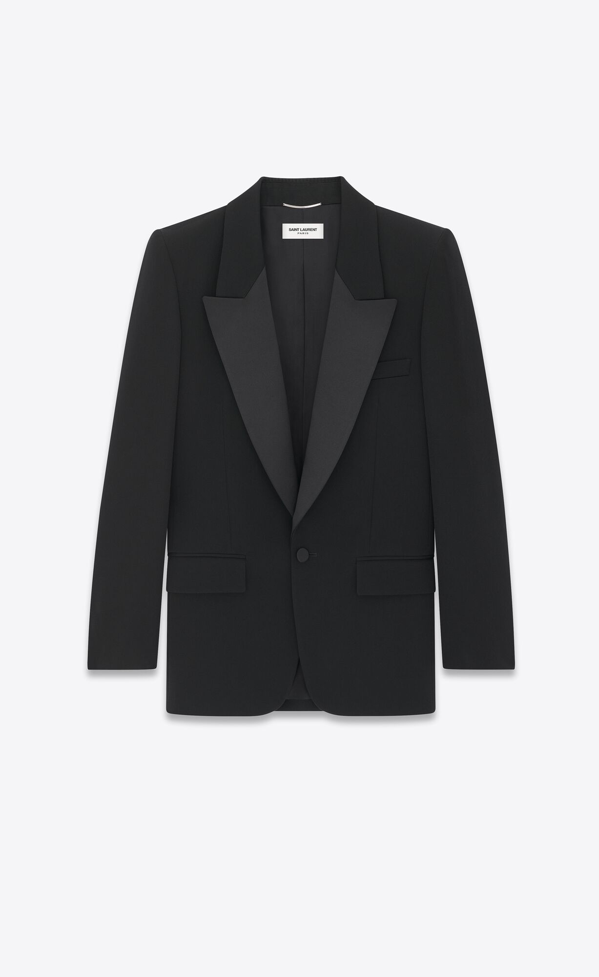 YSL Single-breasted Tuxedo Jacket In Grain De Poudre Black | QIKAB1459