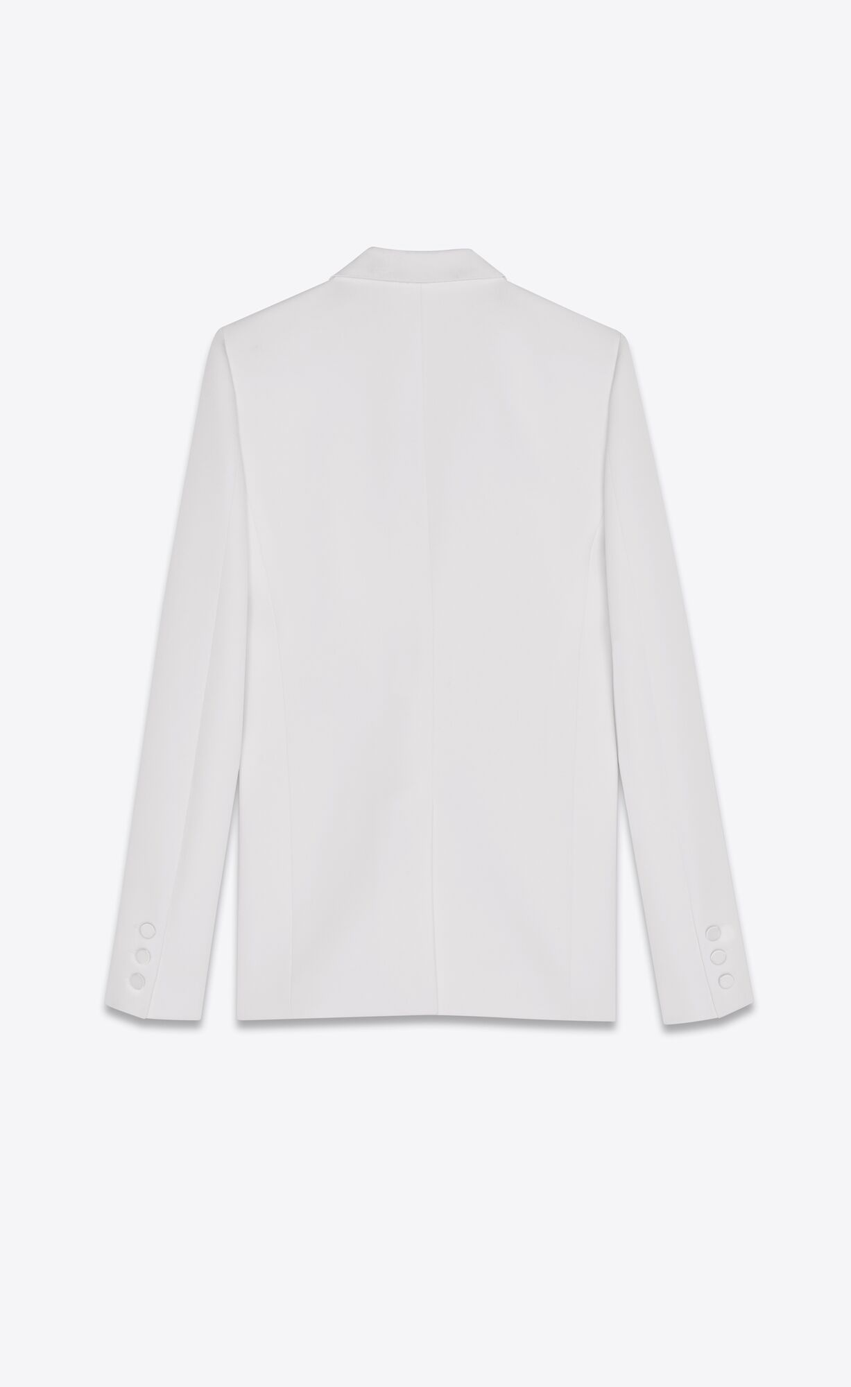 YSL Single-breasted Tuxedo Jacket In Grain De Poudre White | SAIWK1439