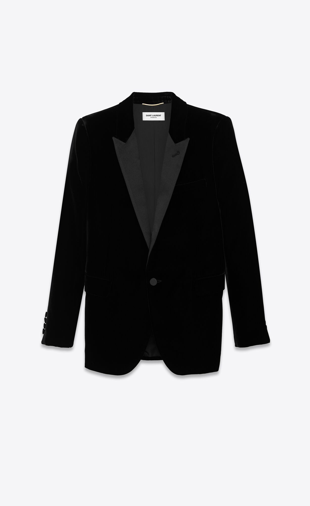 YSL Single-breasted Tuxedo Jacket In Velvet Black | HXIAE1584