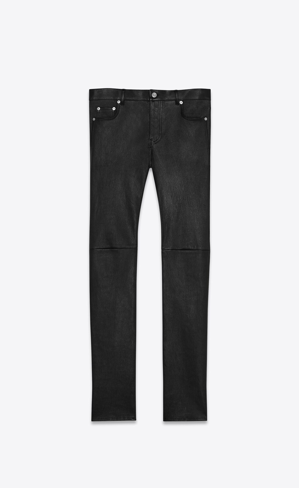 YSL Skinny Pants In Stretch Grained Leather Black | HILVP8256