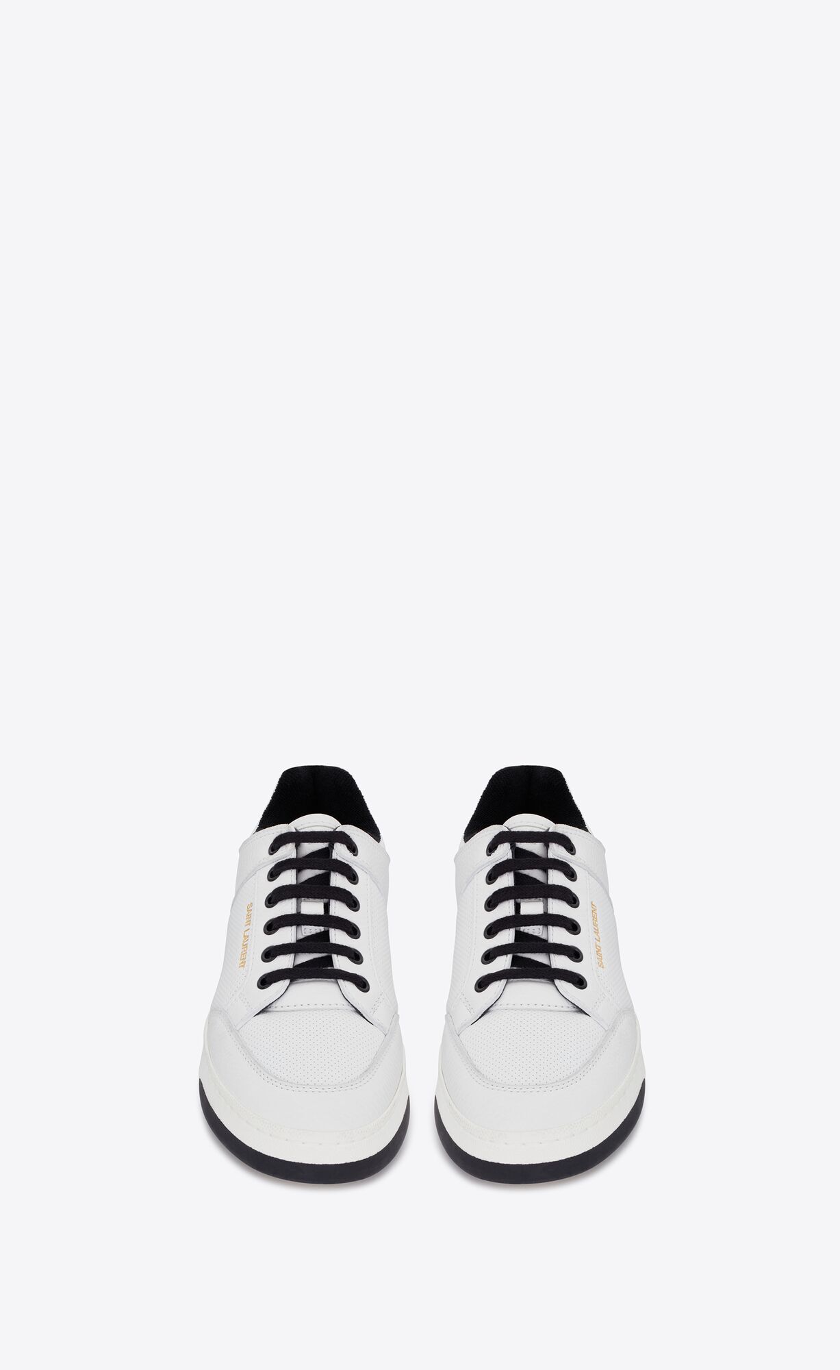 YSL Sl/61 Low-top Sneakers In Smooth And Grained Leather Blanc Optique | CMQWU3014