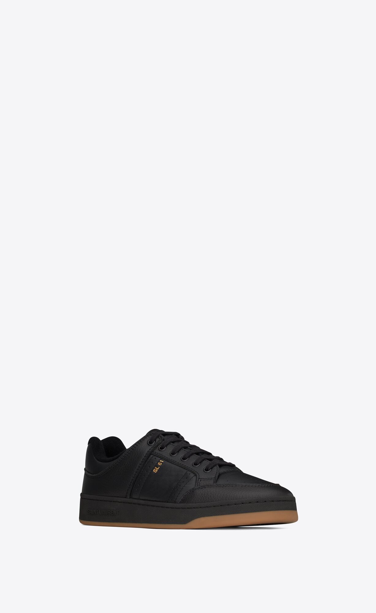 YSL Sl/61 Low-top Sneakers In Smooth And Grained Leather Noir | VIDGB6438