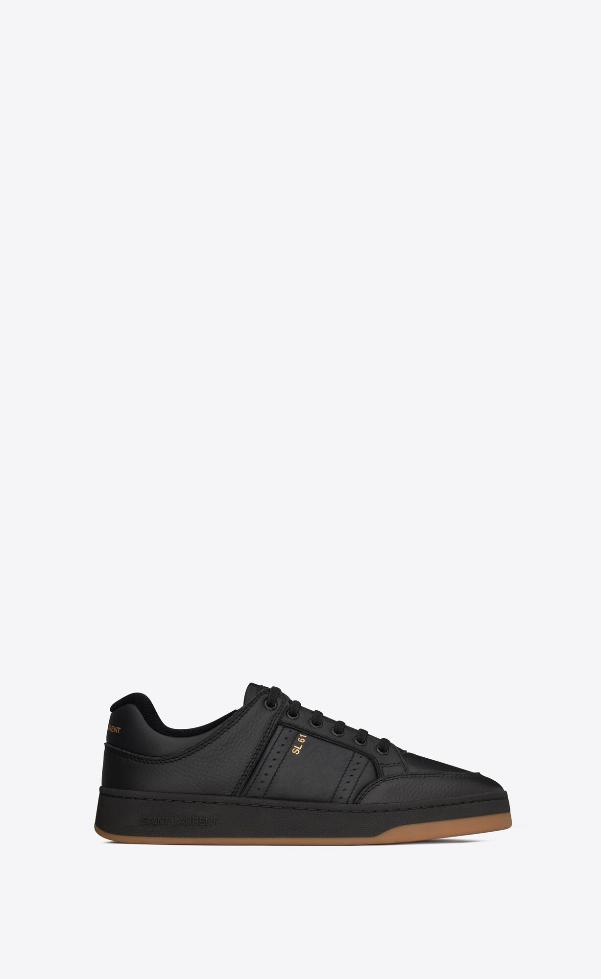 YSL Sl/61 Low-top Sneakers In Smooth And Grained Leather Noir | VIDGB6438