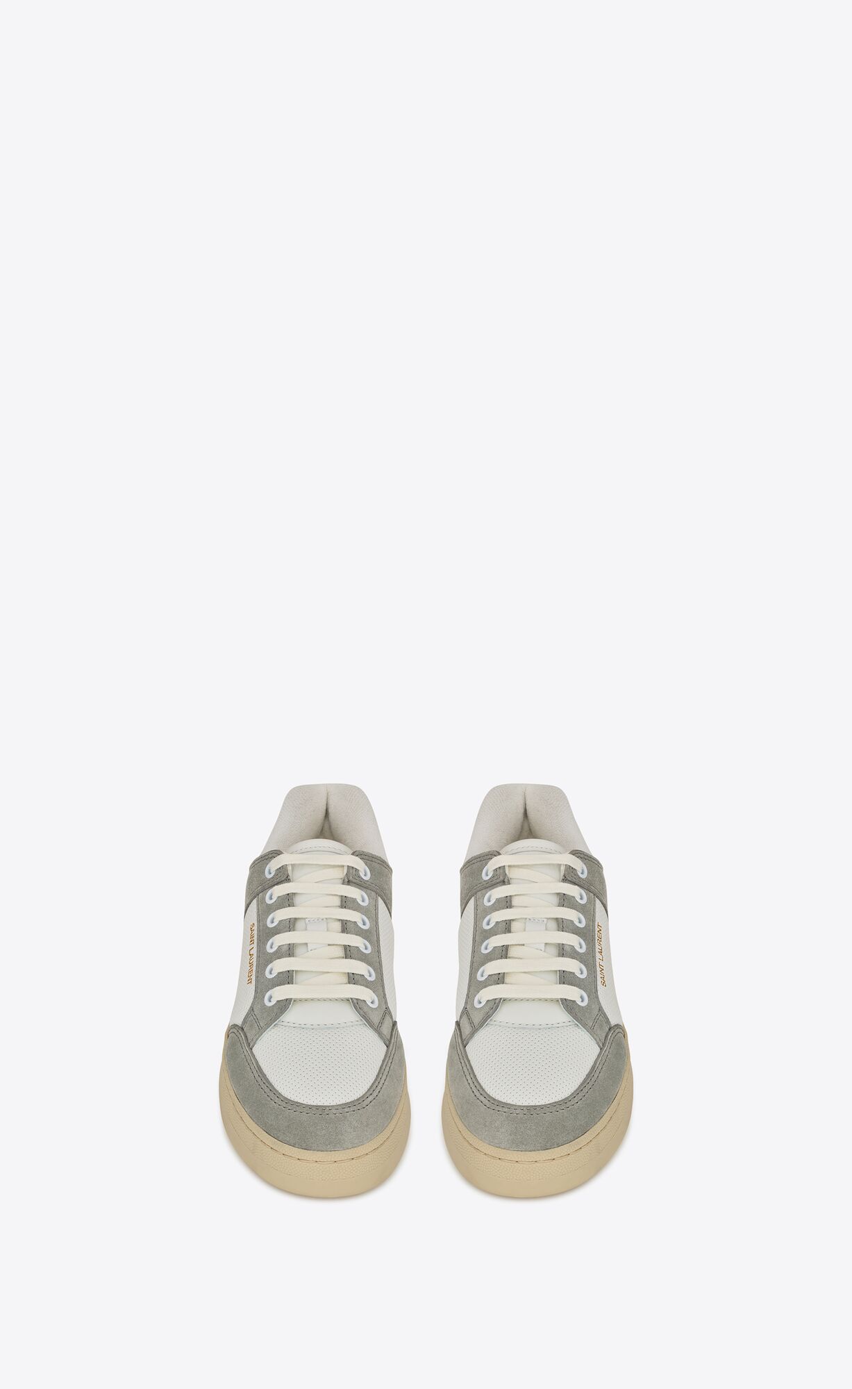 YSL Sl/61 Sneakers In Leather And Suede Blanc Optique And Paris Roof | EQSHD5930