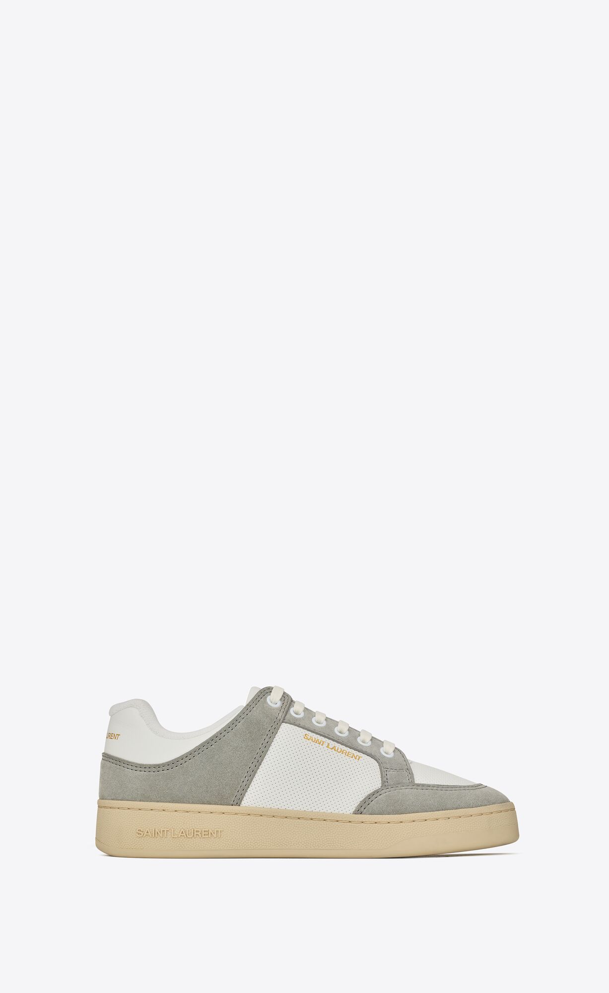 YSL Sl/61 Sneakers In Leather And Suede Blanc Optique And Paris Roof | EQSHD5930