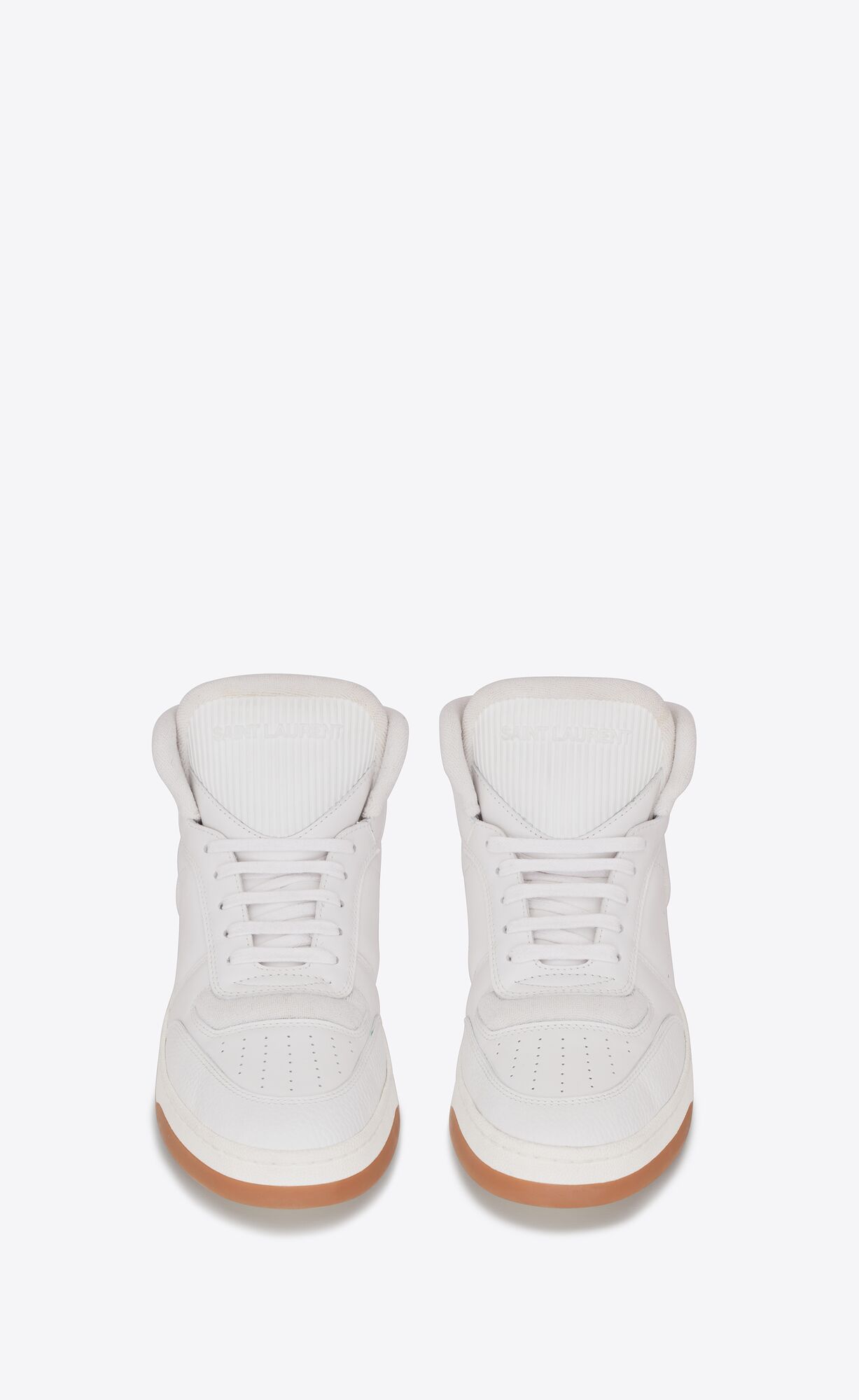 YSL Sl/80 Mid-top Sneakers In Smooth And Grained Leather Vintage White | DLVNM6158