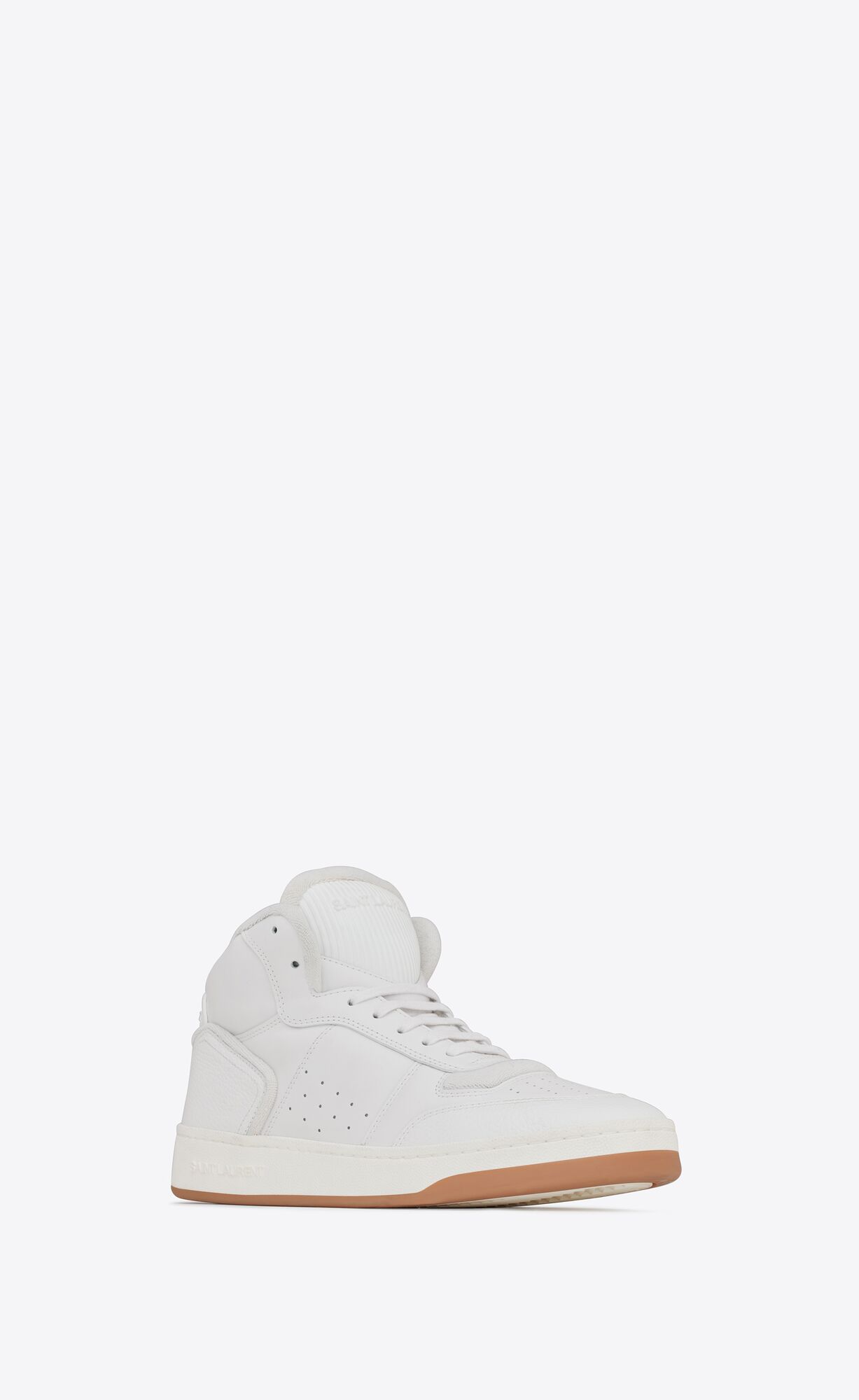 YSL Sl/80 Mid-top Sneakers In Smooth And Grained Leather Vintage White | DLVNM6158