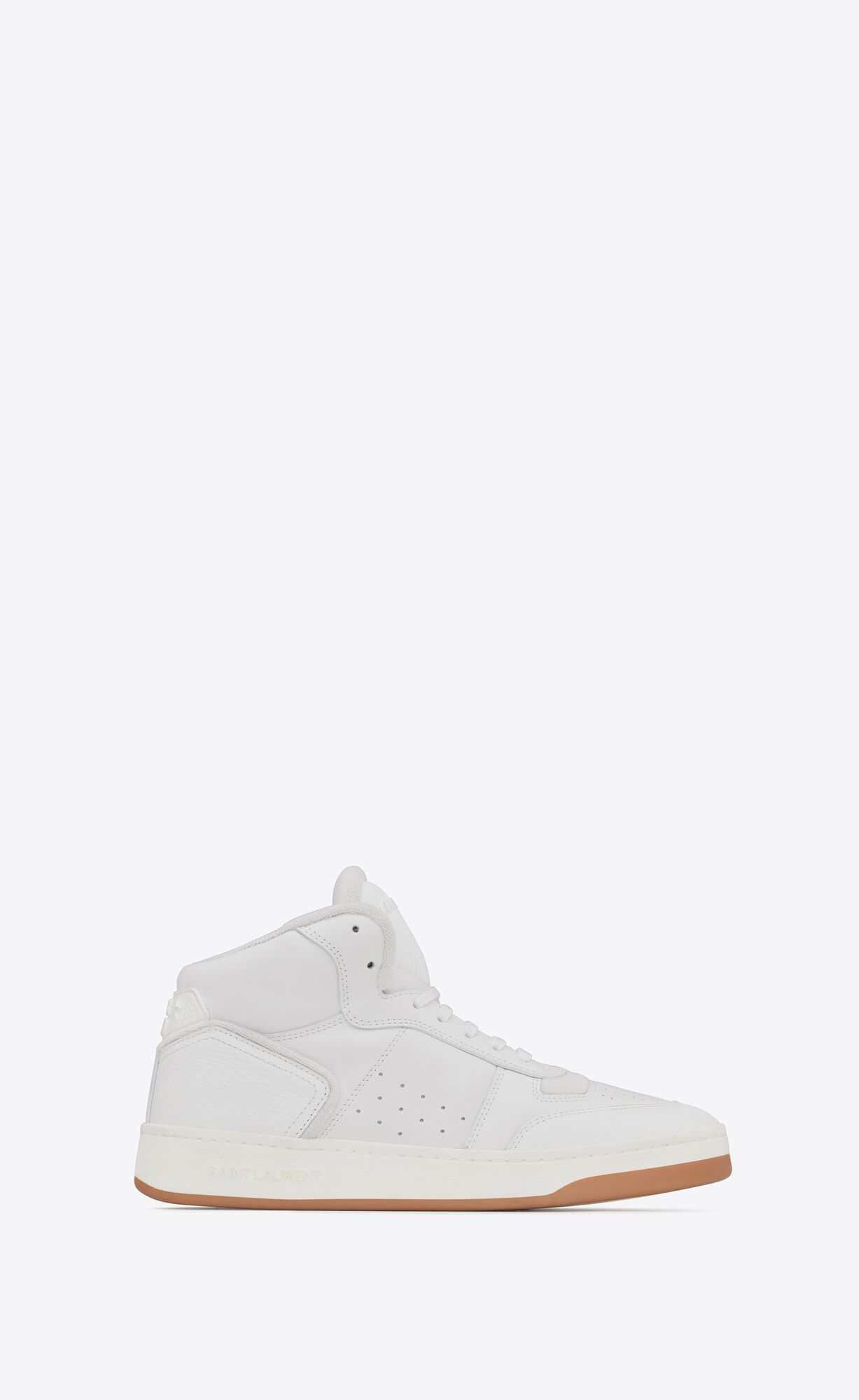 YSL Sl/80 Mid-top Sneakers In Smooth And Grained Leather Vintage White | DLVNM6158