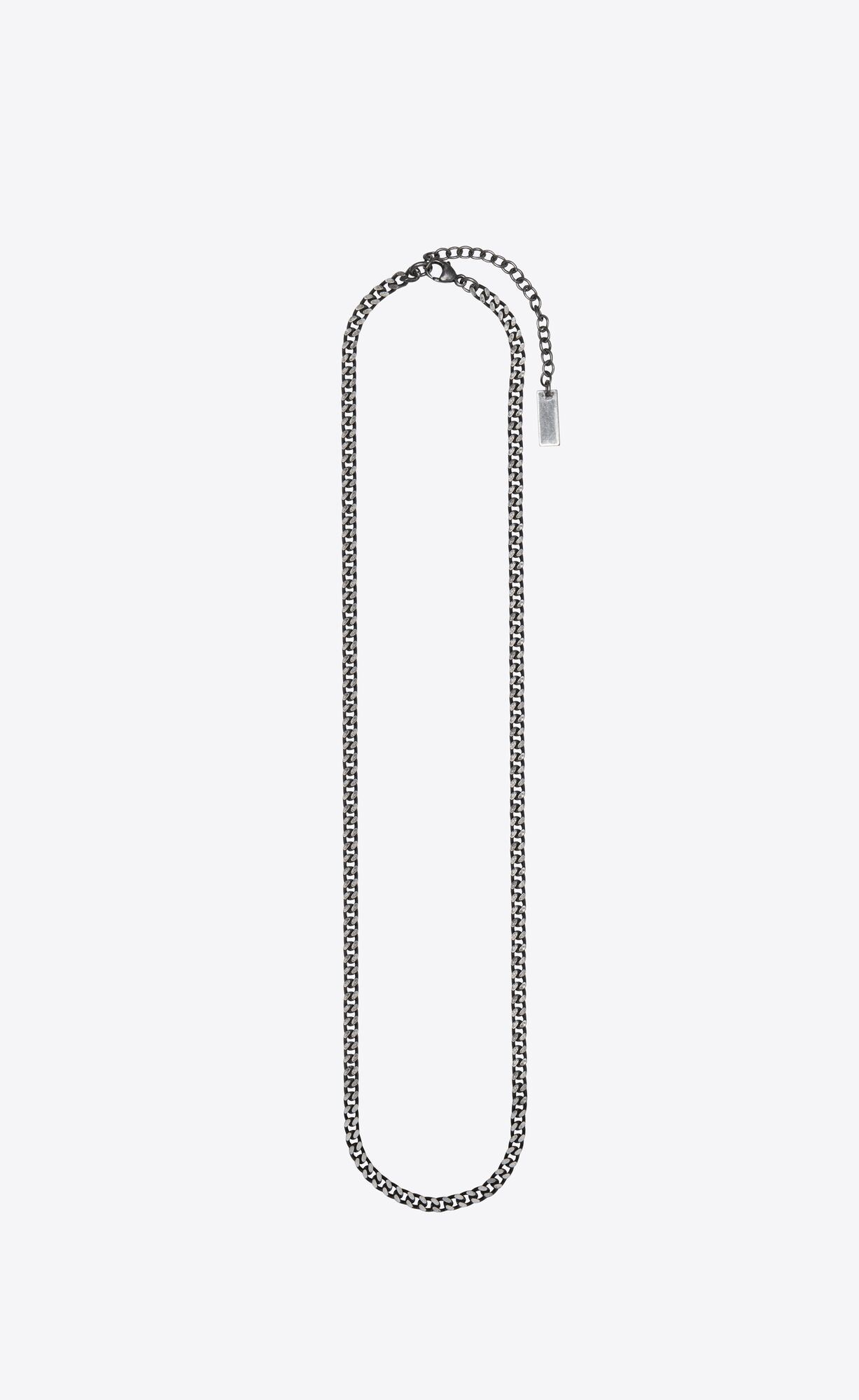 YSL Small Curb Chain Necklace In Metal Oxidized Silver | GAVUB1680