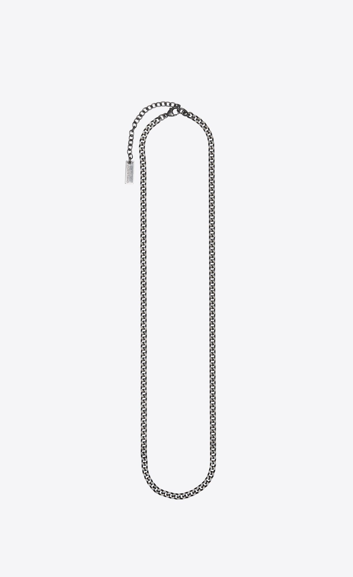 YSL Small Curb Chain Necklace In Metal Oxidized Silver | GAVUB1680