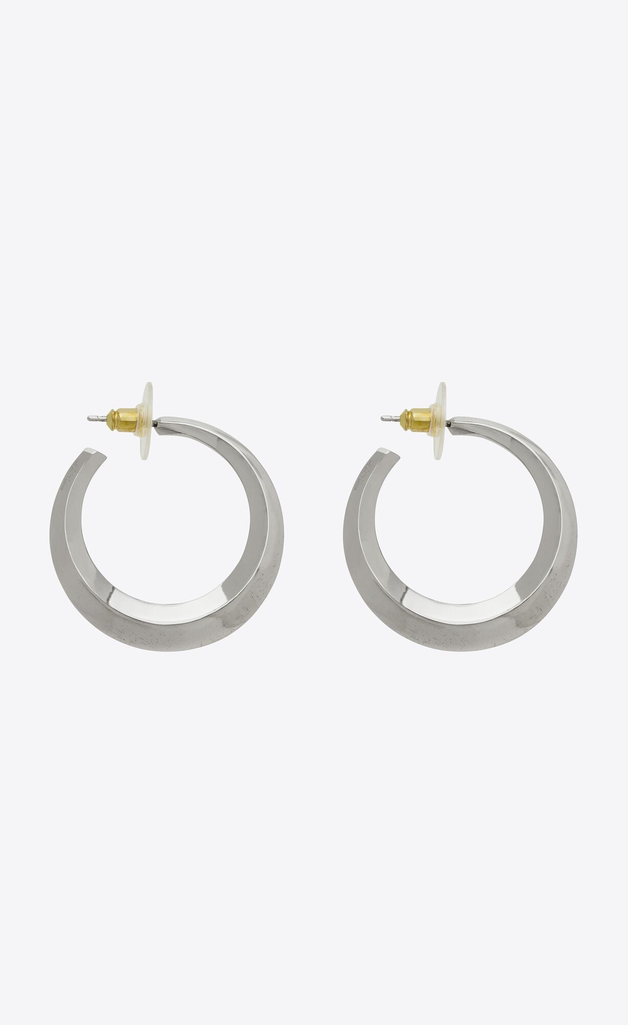 YSL Small Hoop Earrings In Metal Palladium | ZWCUJ8702