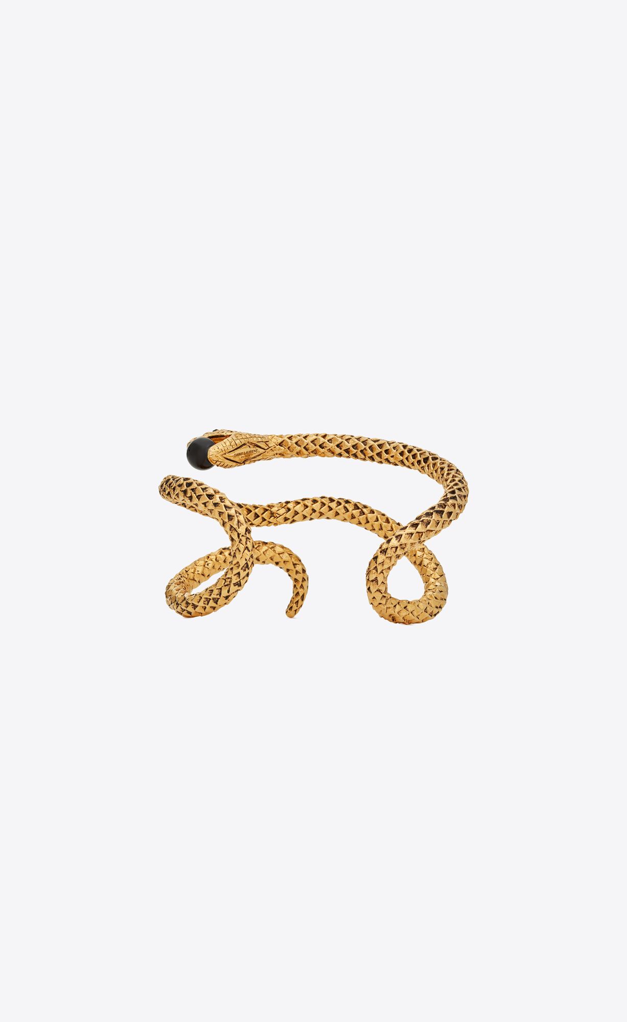 YSL Snake Cuff Bracelet In Metal Aged Brass Gold And Black | XCOWM0284