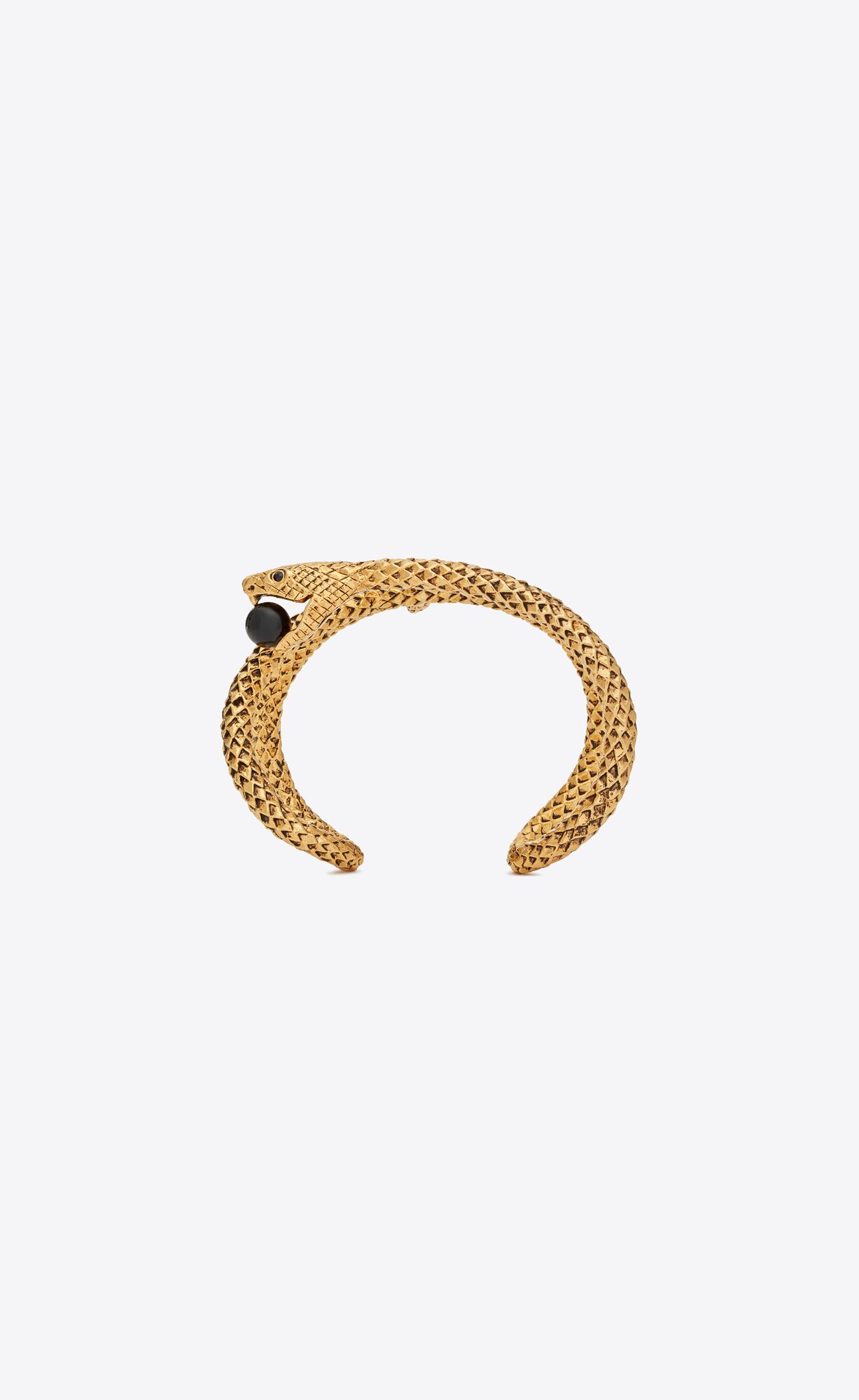 YSL Snake Cuff Bracelet In Metal Aged Brass Gold And Black | XCOWM0284