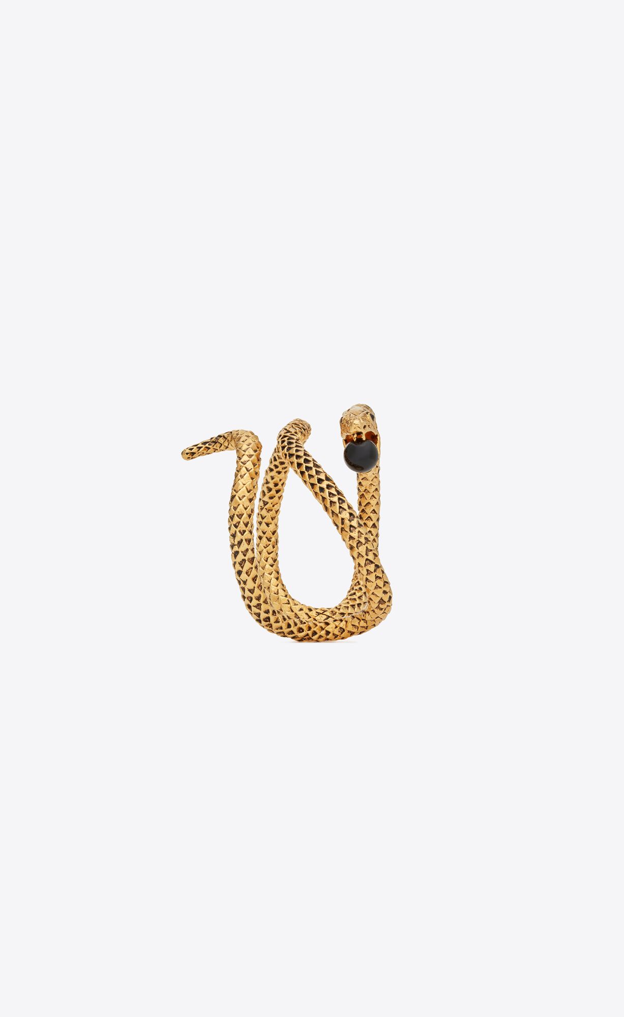 YSL Snake Cuff Bracelet In Metal Aged Brass Gold And Black | XCOWM0284