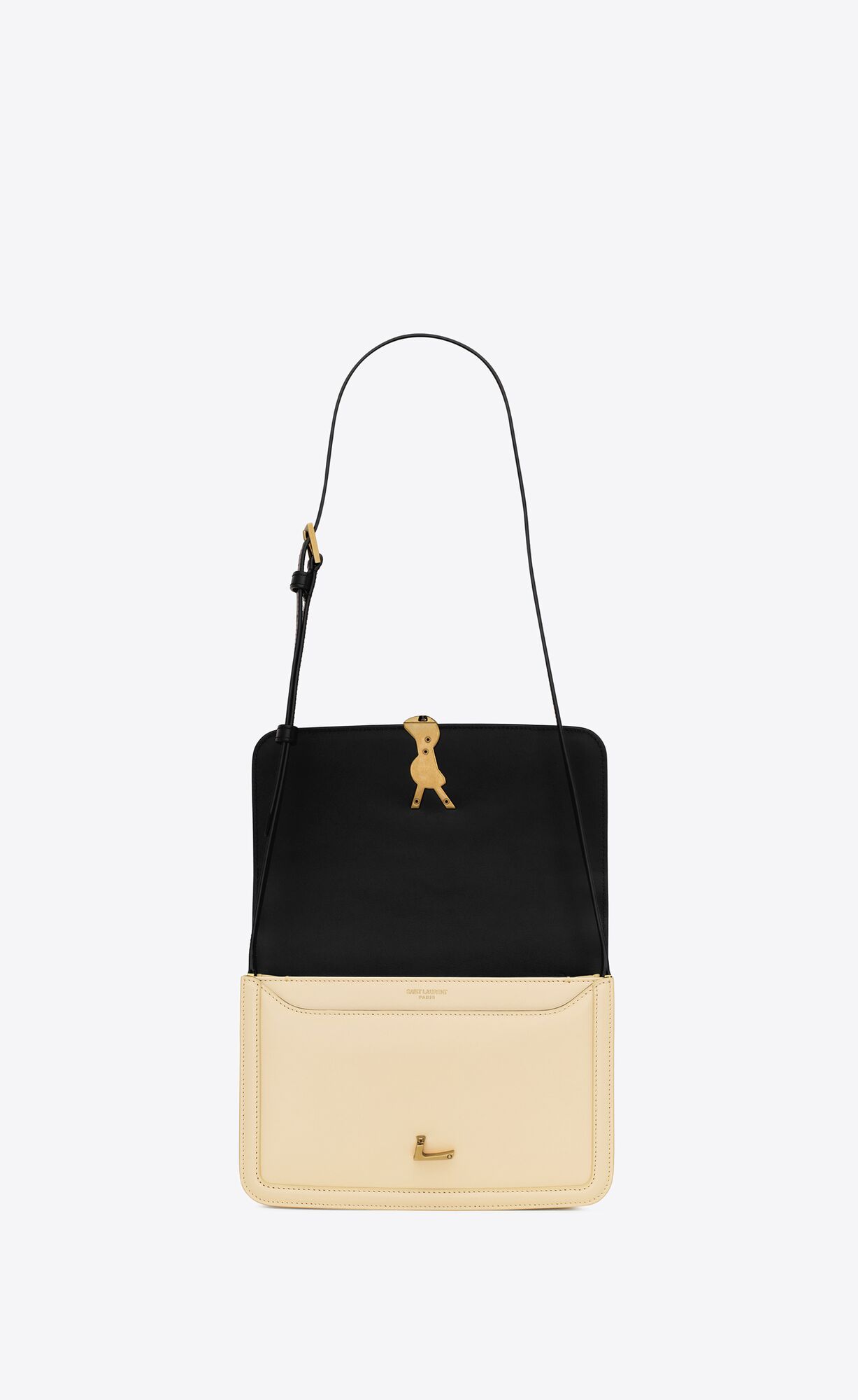 YSL Solferino Medium Satchel In Box Saint Laurent Leather Black And Off White | EKLXS7269