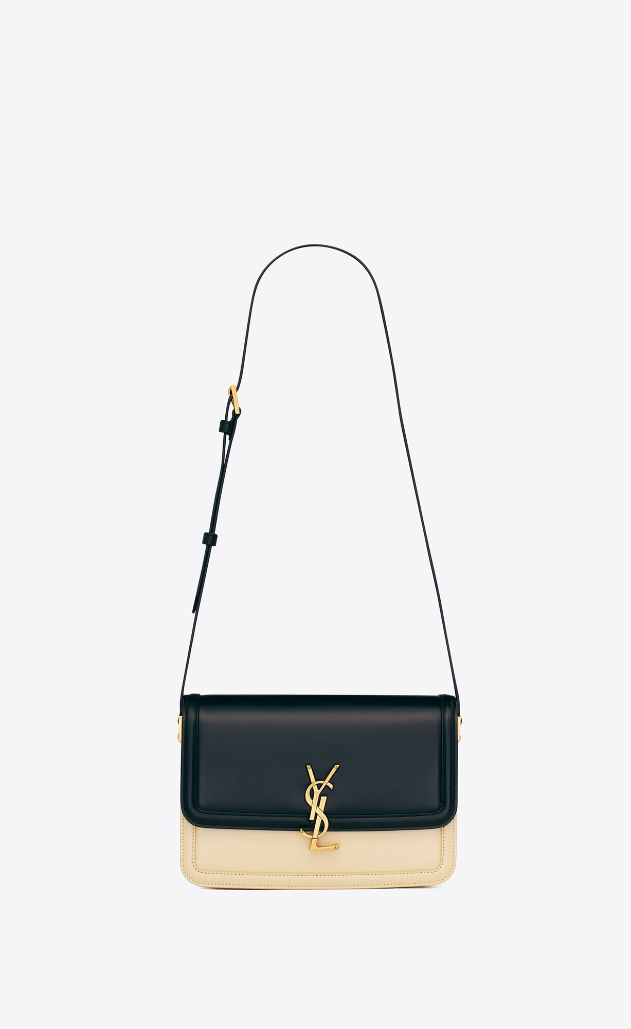 YSL Solferino Medium Satchel In Box Saint Laurent Leather Black And Off White | EKLXS7269