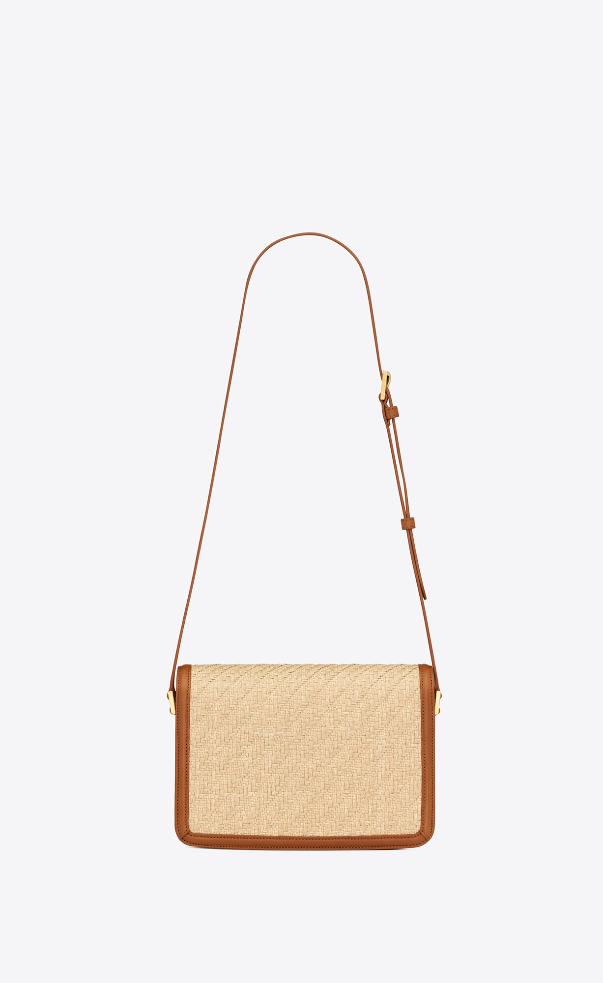 YSL Solferino Medium Satchel In Raffia And Vegetable-tanned Leather Natural Sand And Brick | IGVEW0273