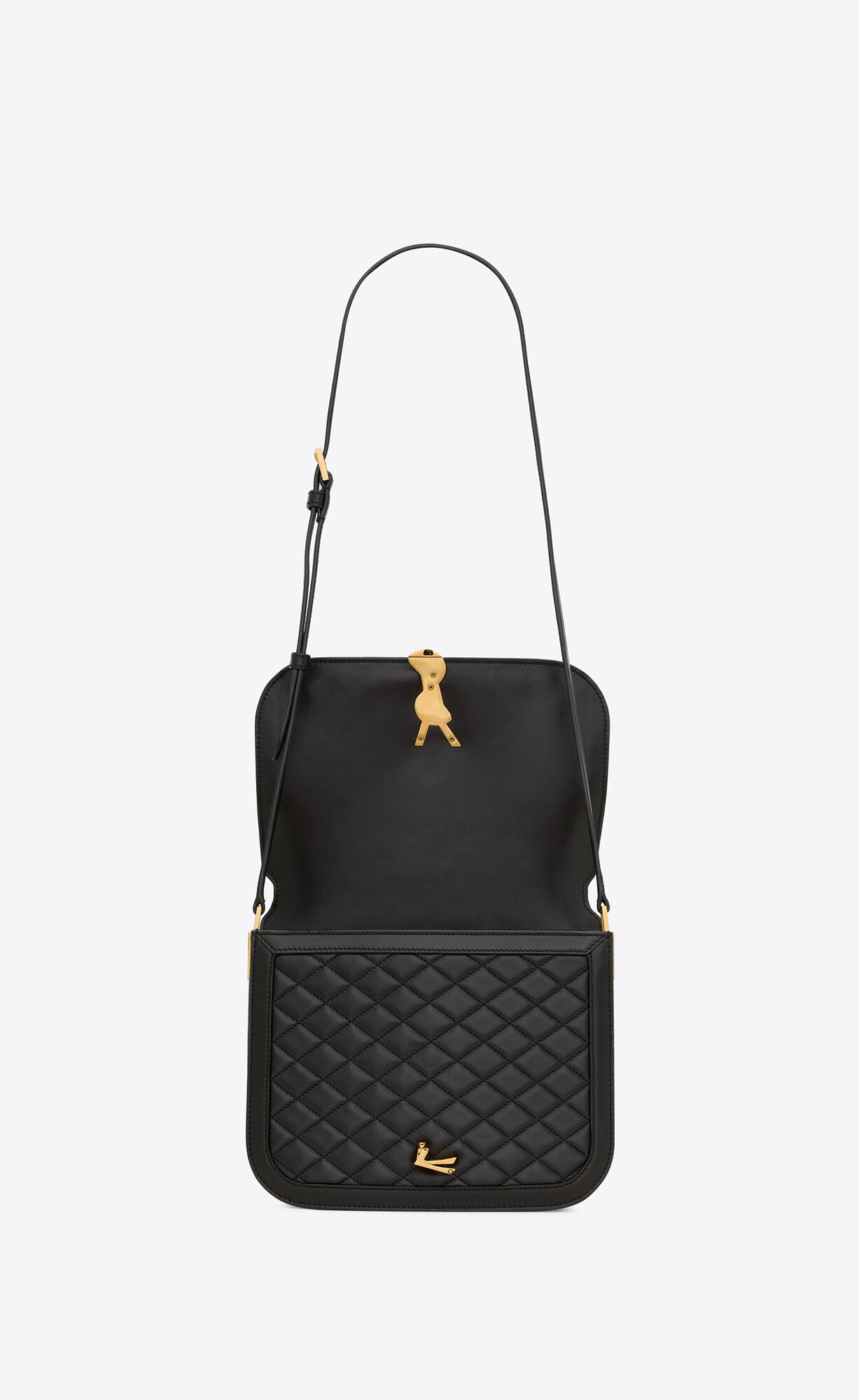 YSL Solferino Medium Supple Satchel In Quilted Lambskin Black | VAWSK7096