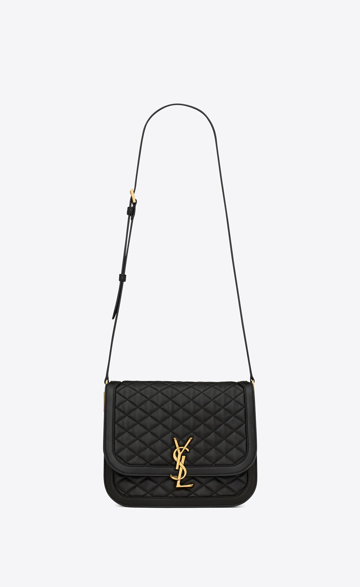 YSL Solferino Medium Supple Satchel In Quilted Lambskin Black | VAWSK7096