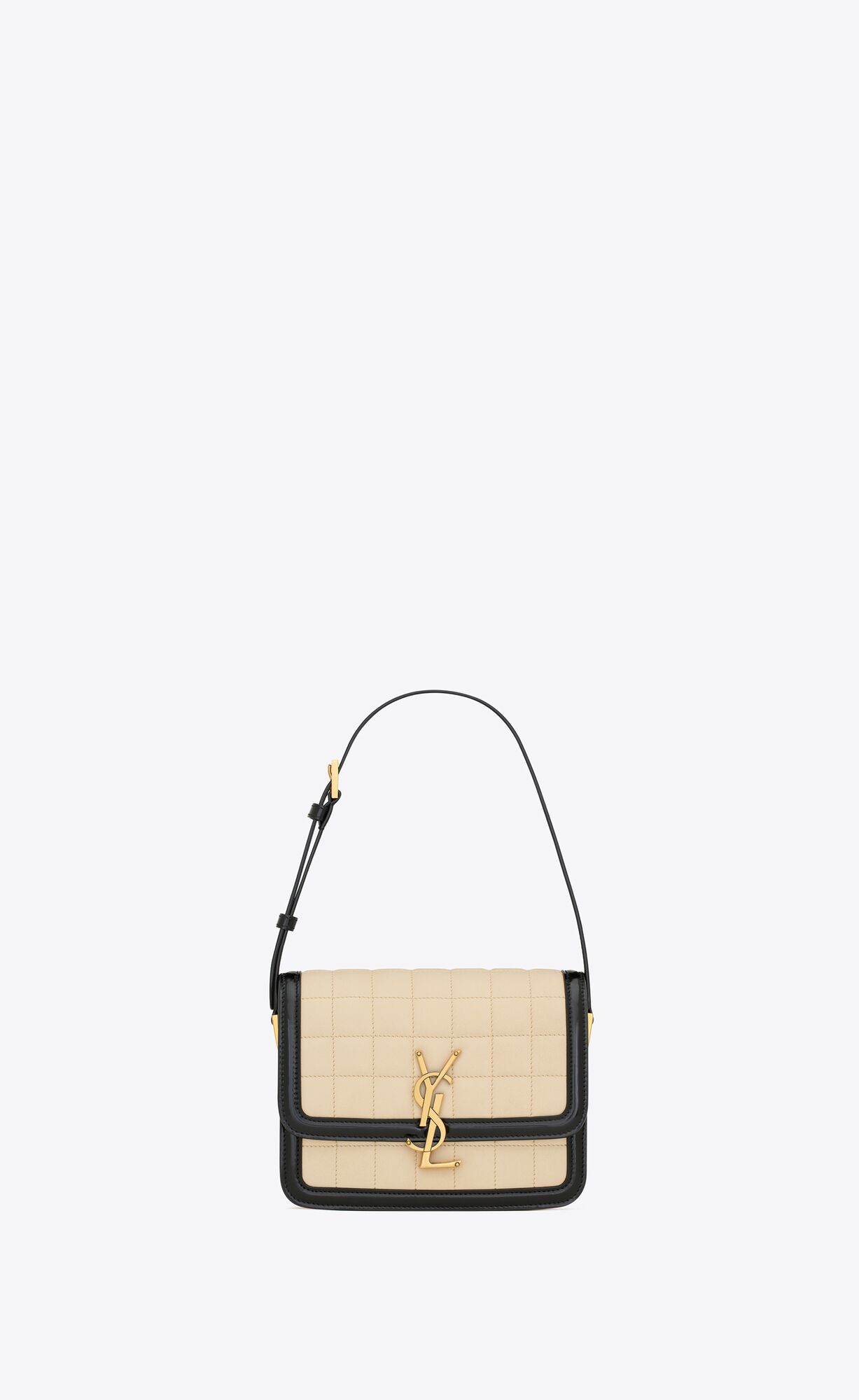 YSL Solferino Small In Quilted Nubuck Suede Off White And Black | AQBRN0174