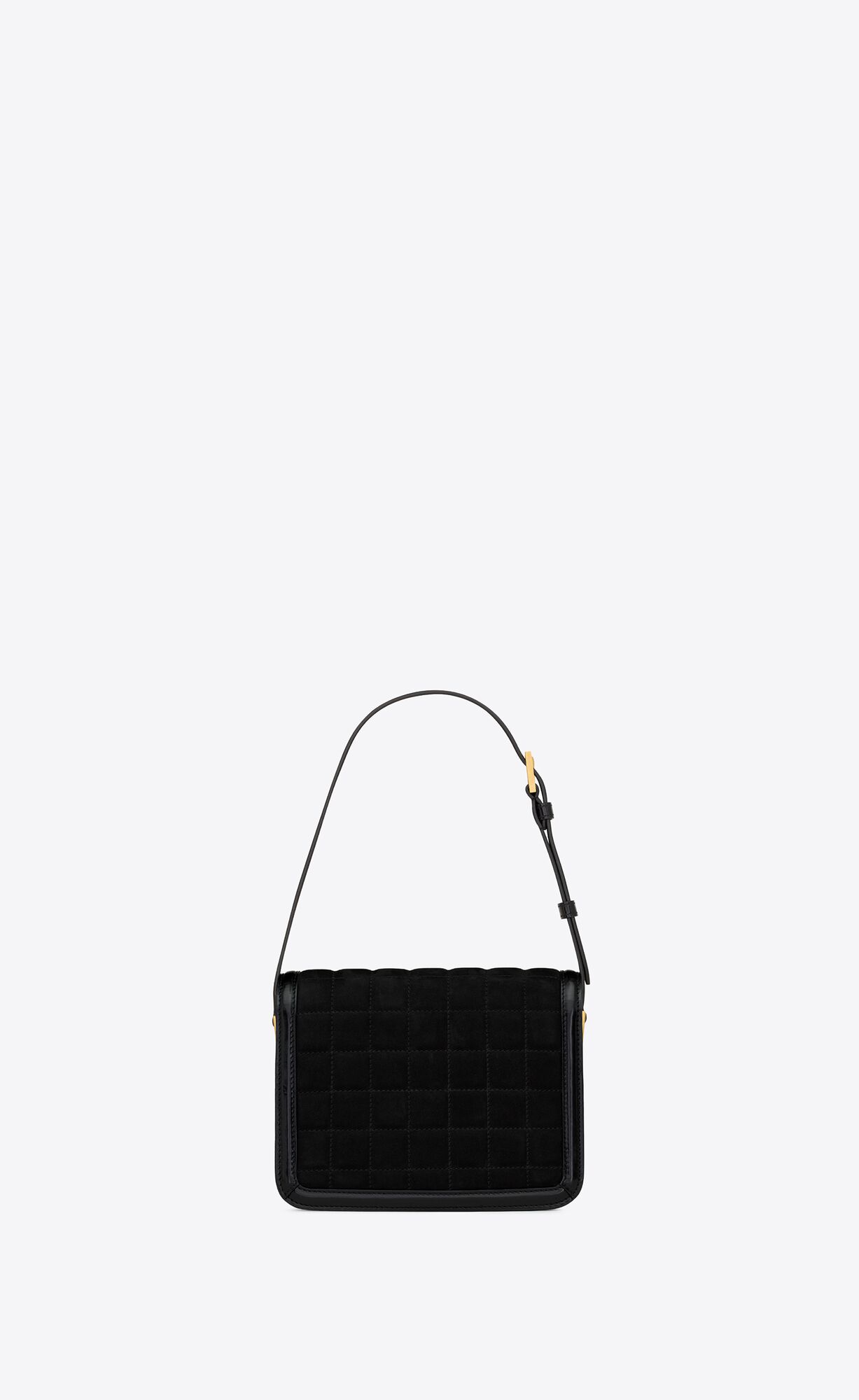 YSL Solferino Small Satchel In Quilted Nubuck Suede Black | ERNWQ6795