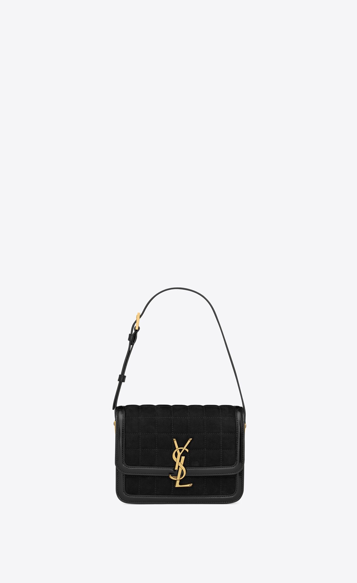 YSL Solferino Small Satchel In Quilted Nubuck Suede Black | ERNWQ6795