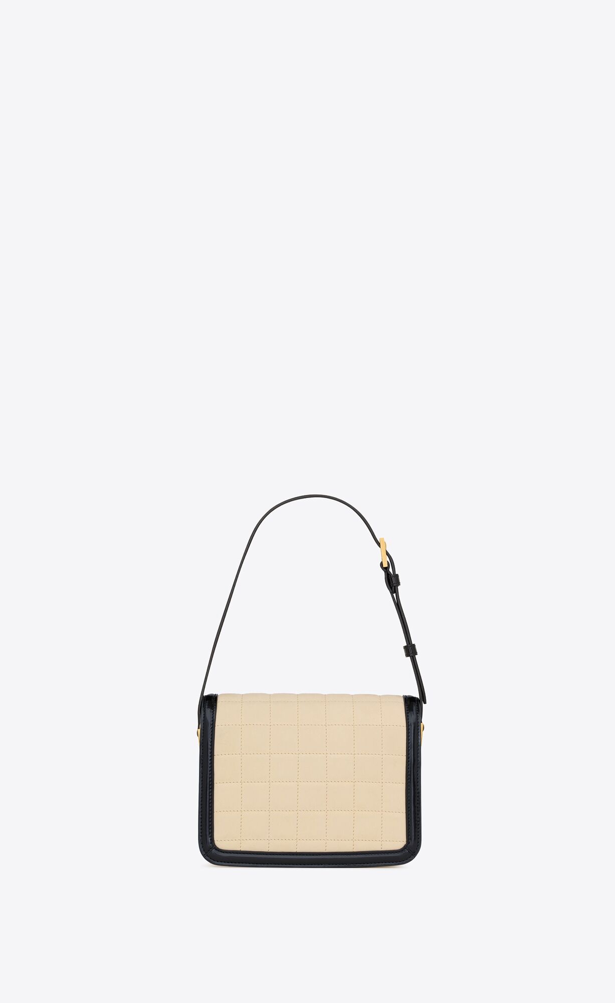 YSL Solferino Small Satchel In Quilted Nubuck Suede Off White And Black | QGZBO5862