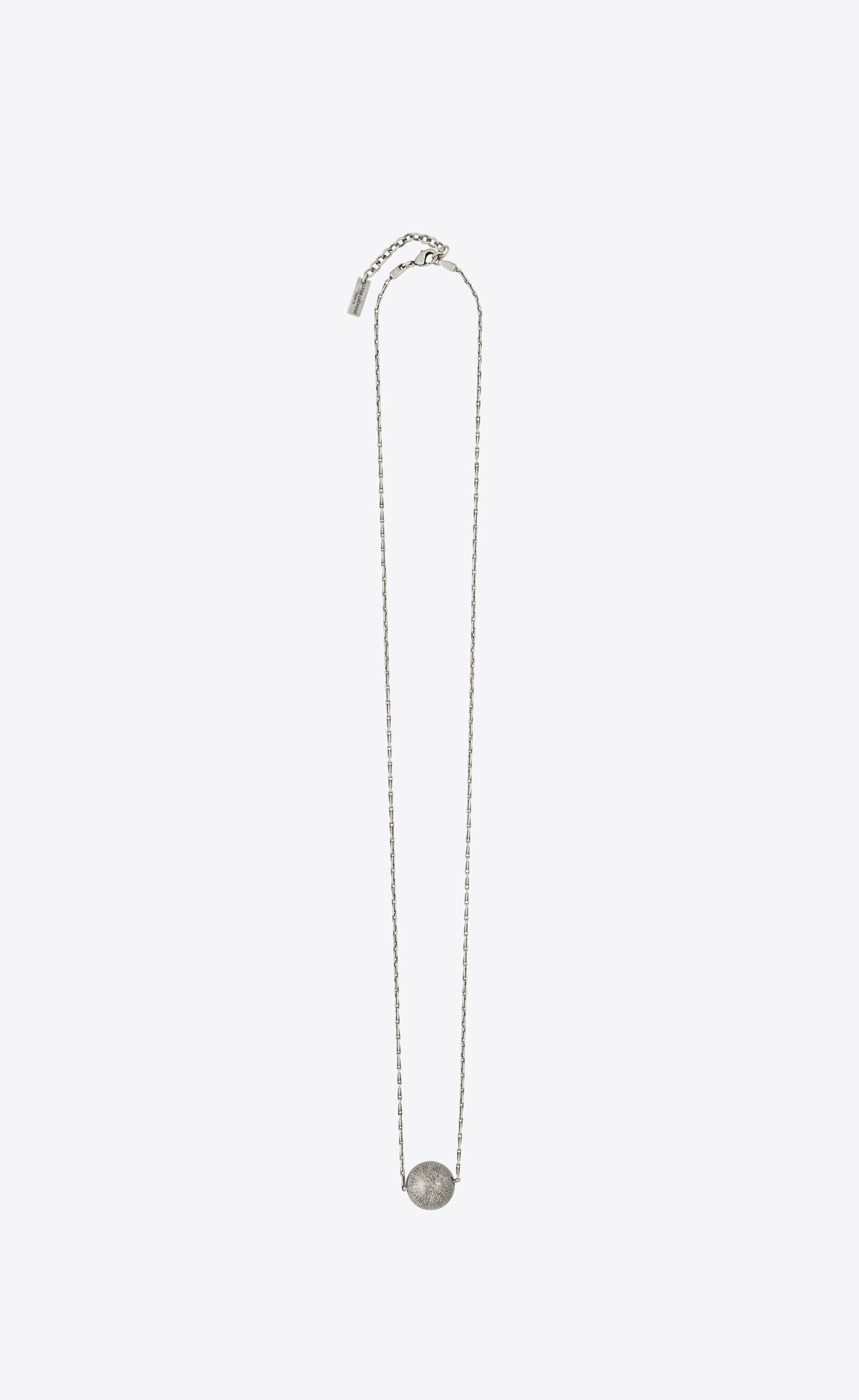 YSL Spherical Charm Necklace In Metal Oxidized Silver | ZPSHI0716