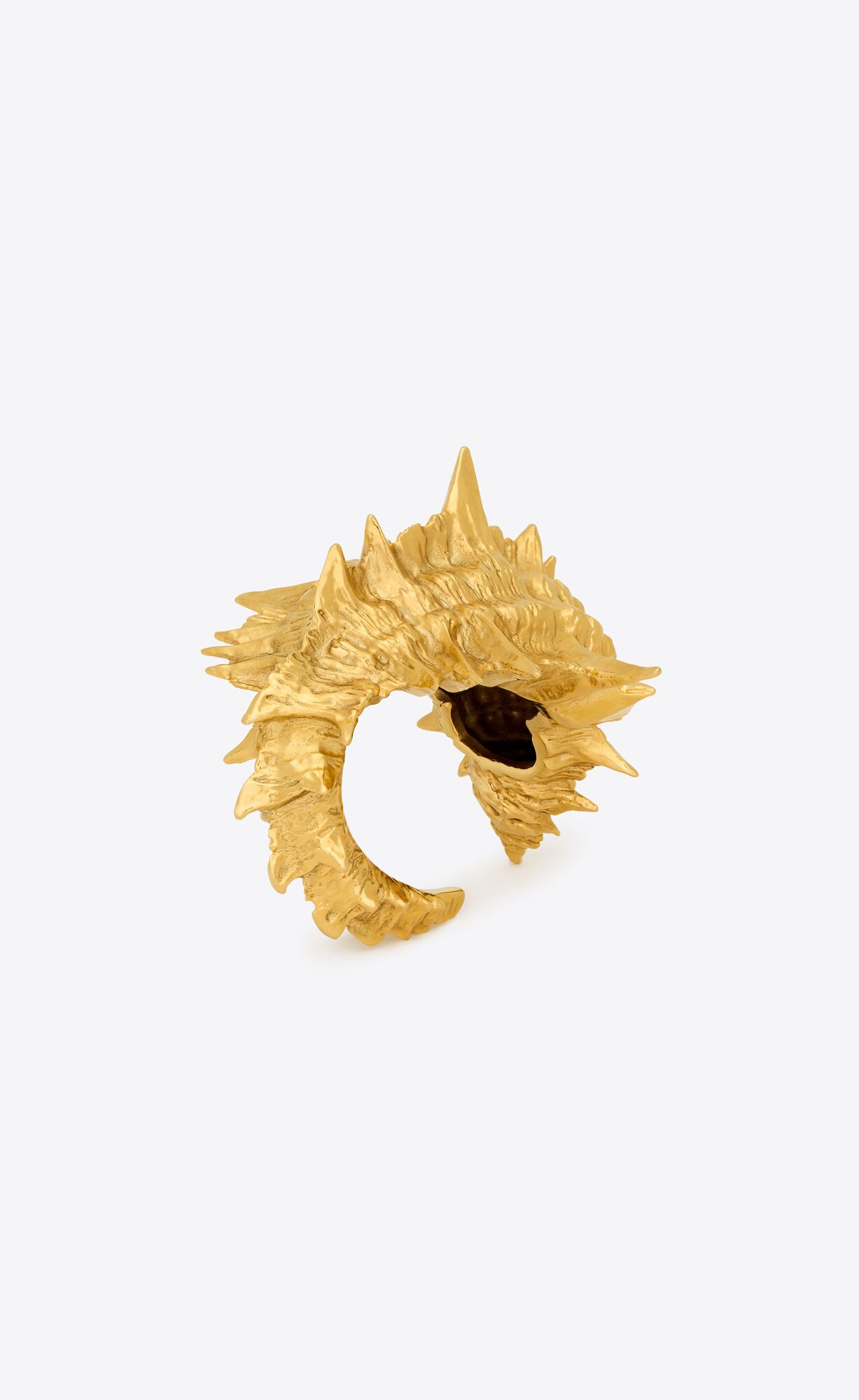 YSL Spiky Shell Cuff In Metal Light Satin Gold | FZMXI3719