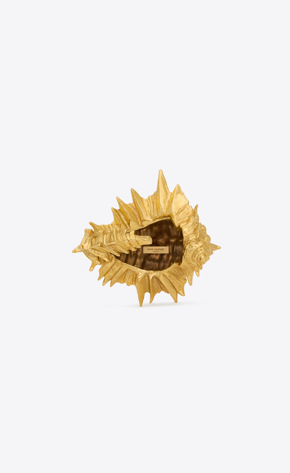 YSL Spiky Shell Cuff In Metal Light Satin Gold | FZMXI3719