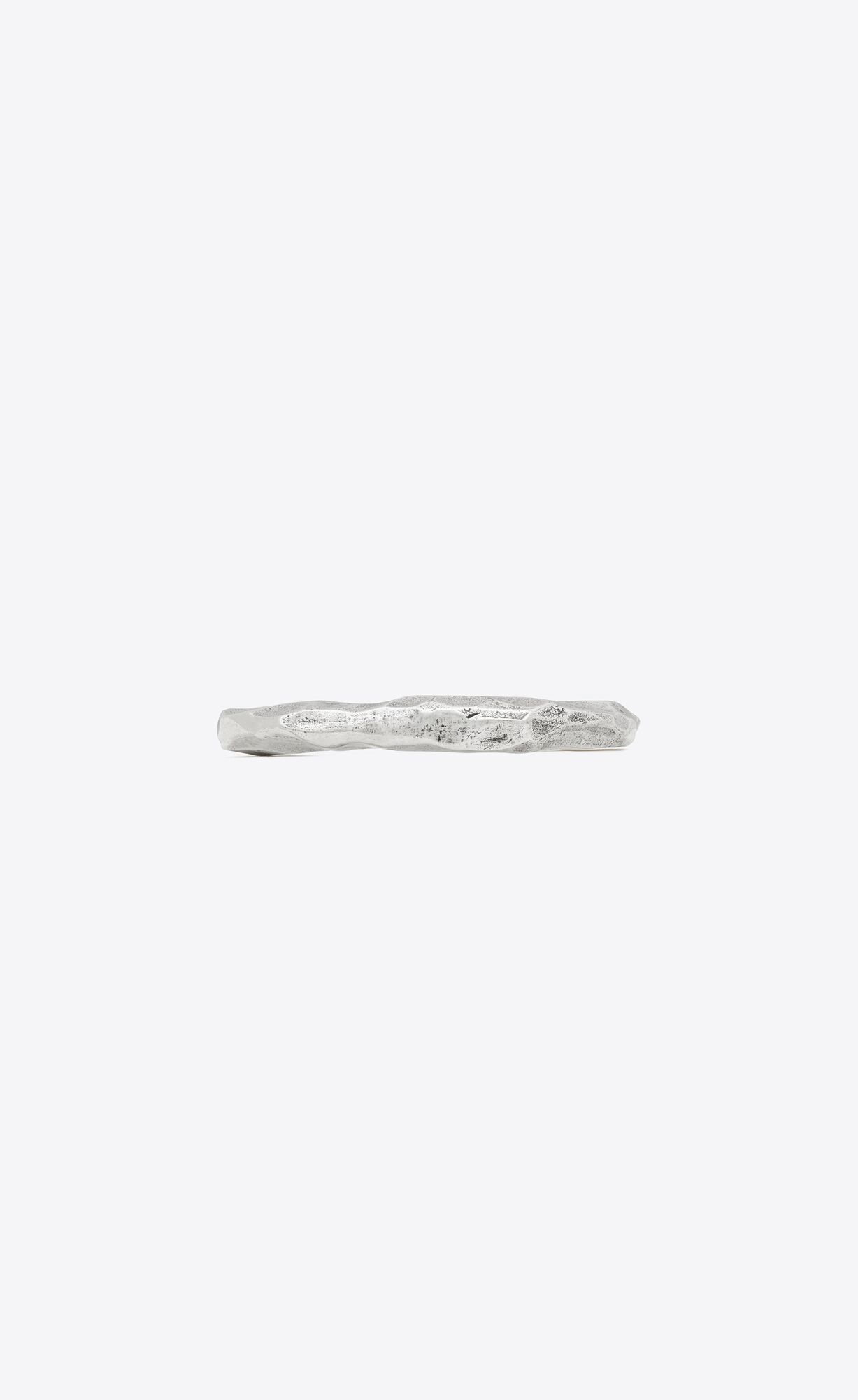 YSL Squared Hammered Bangle In Metal Oxidized Silver | TDNQO8692