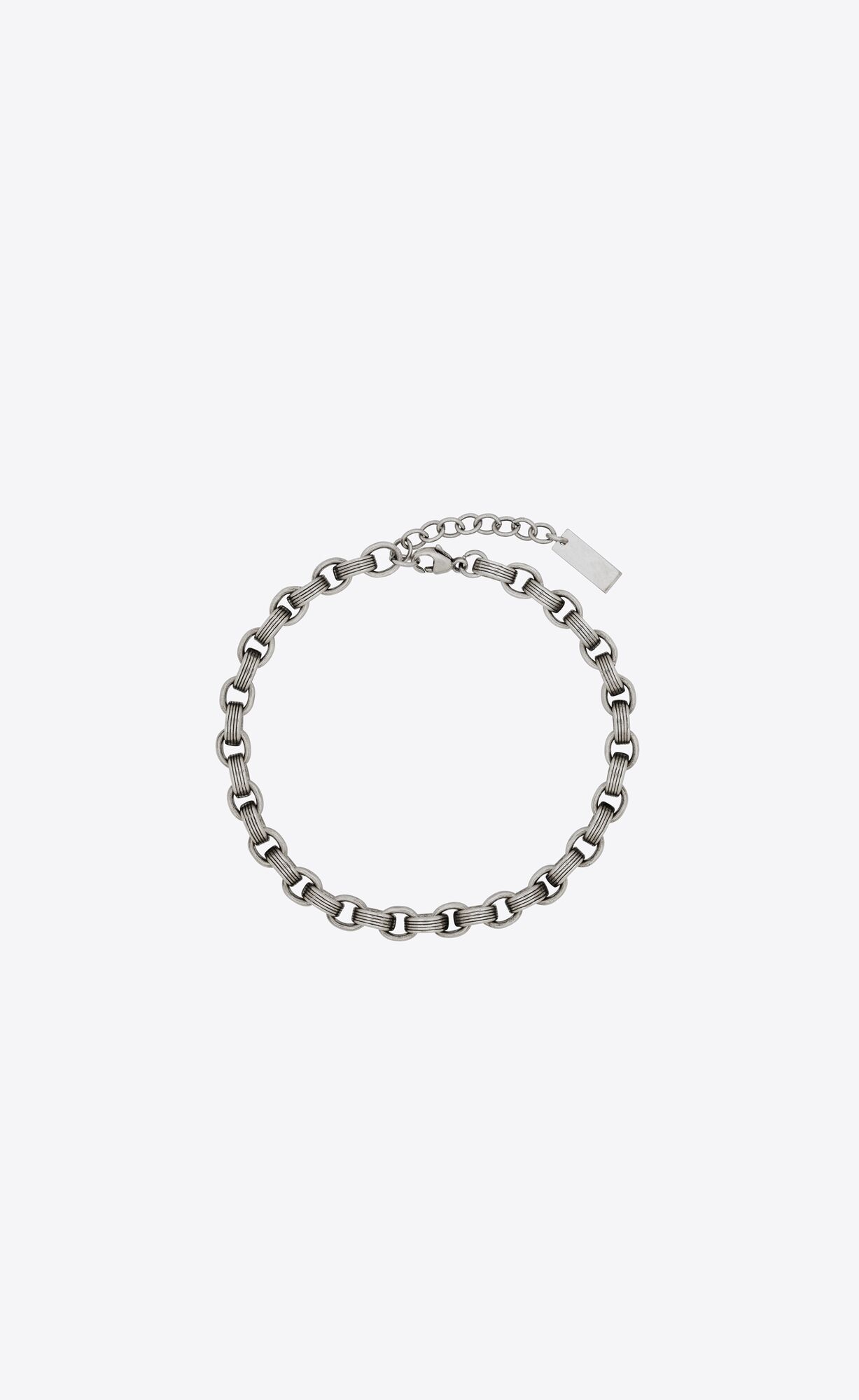 YSL Striated Cable Chain Bracelet In Metal Oxidized Silver | LSXTQ6937