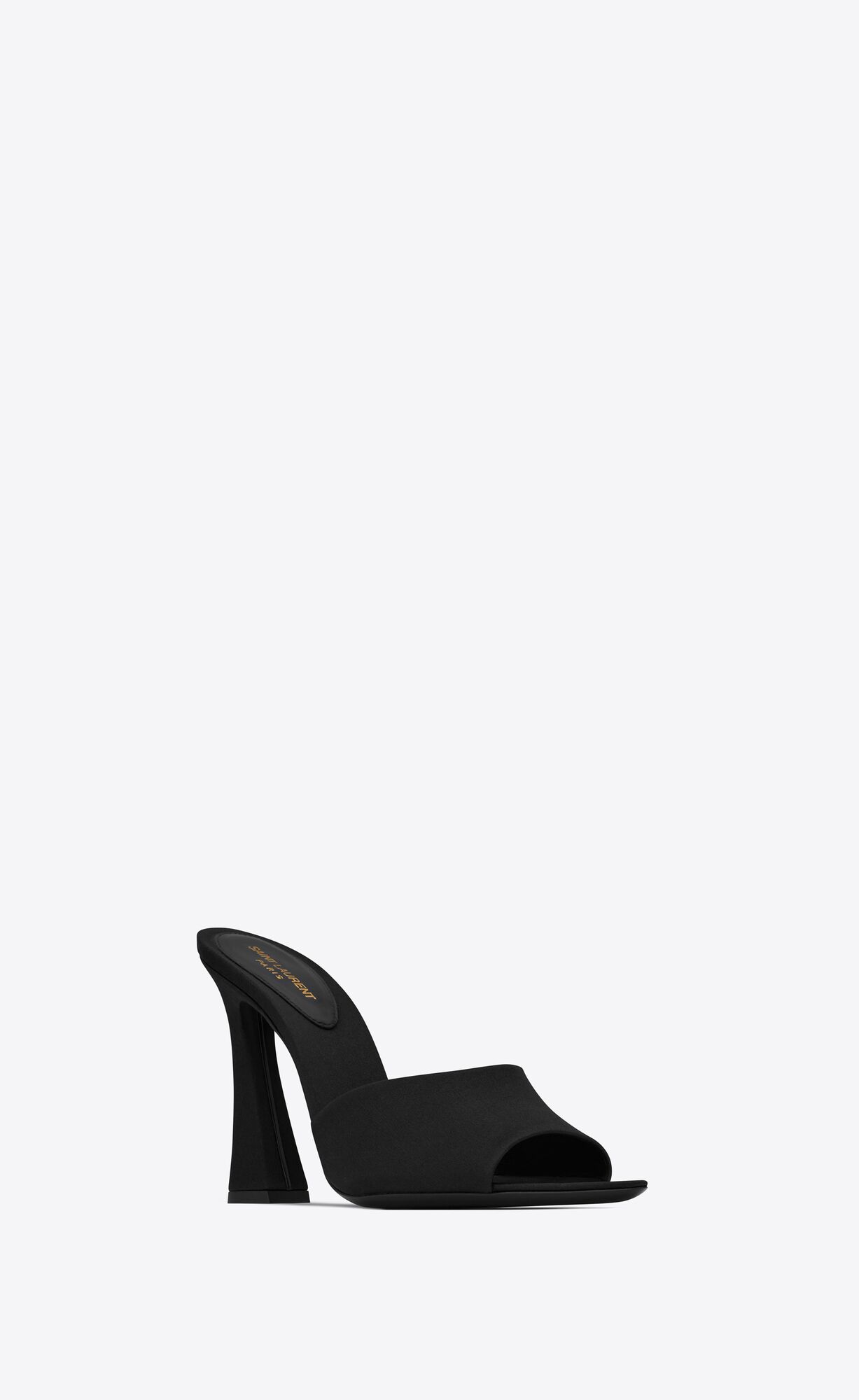 YSL Suite Heeled Mules In Crepe Satin Black | AFJEW2486