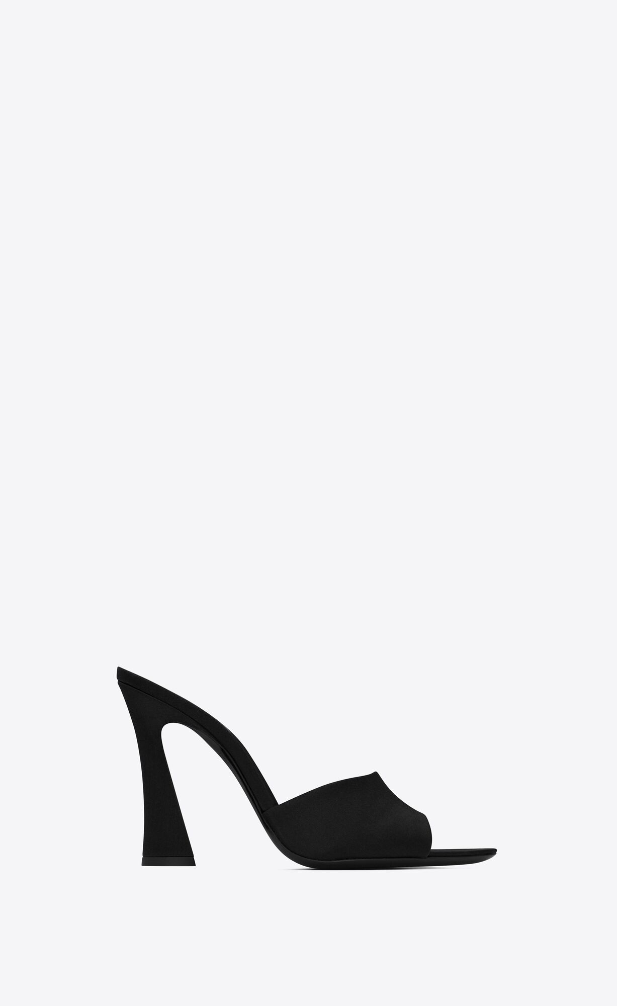 YSL Suite Heeled Mules In Crepe Satin Black | AFJEW2486