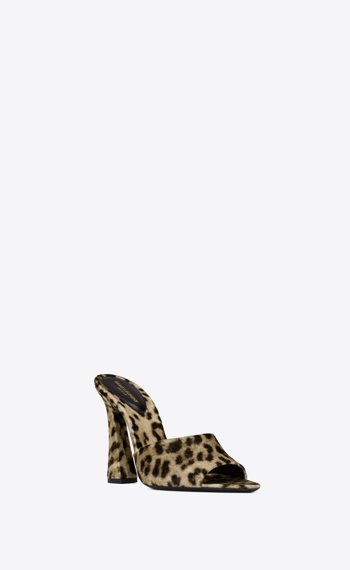 YSL Suite Heeled Mules In Leopard Velvet Natural | CNZDI0489