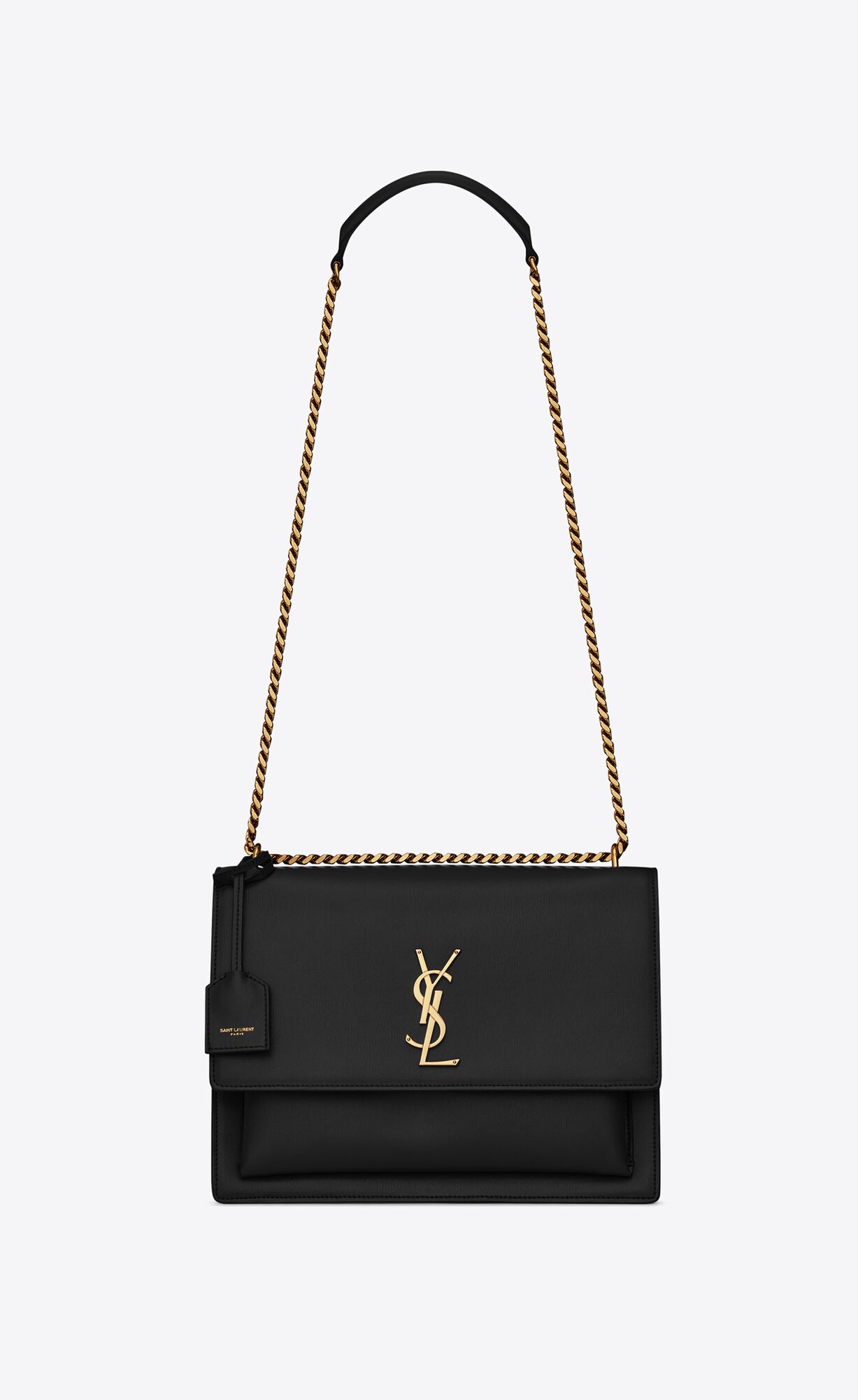 YSL Sunset Large Chain Bag In Smooth Leather Noir | OETBY8430