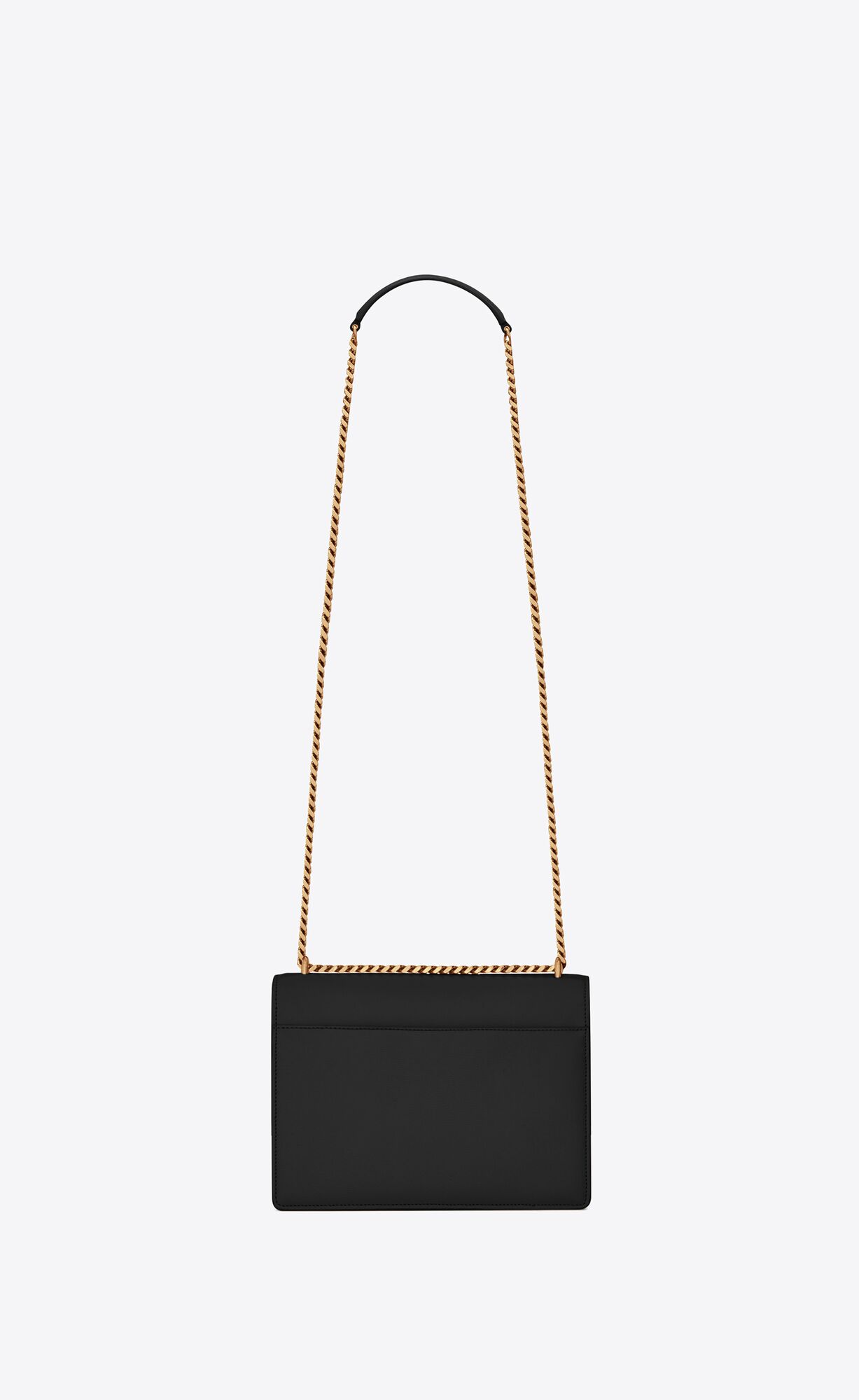 YSL Sunset Medium Chain Bag In Smooth Leather Noir | HAUPQ2751