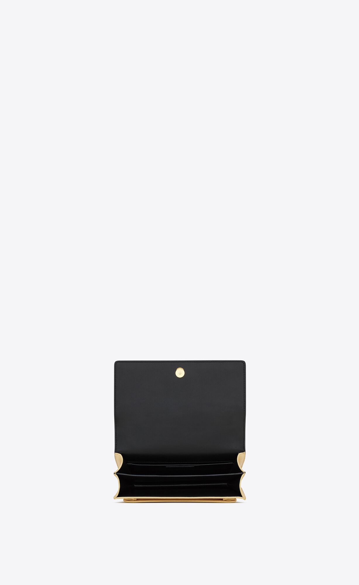 YSL Sunset Medium Chain Bag In Smooth Leather Black And Off White | UNTKY4782