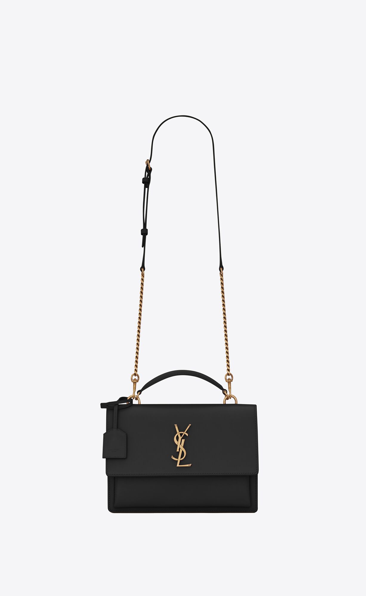 YSL Sunset Medium Top Handle In Smooth Leather Noir | ILFMR0816