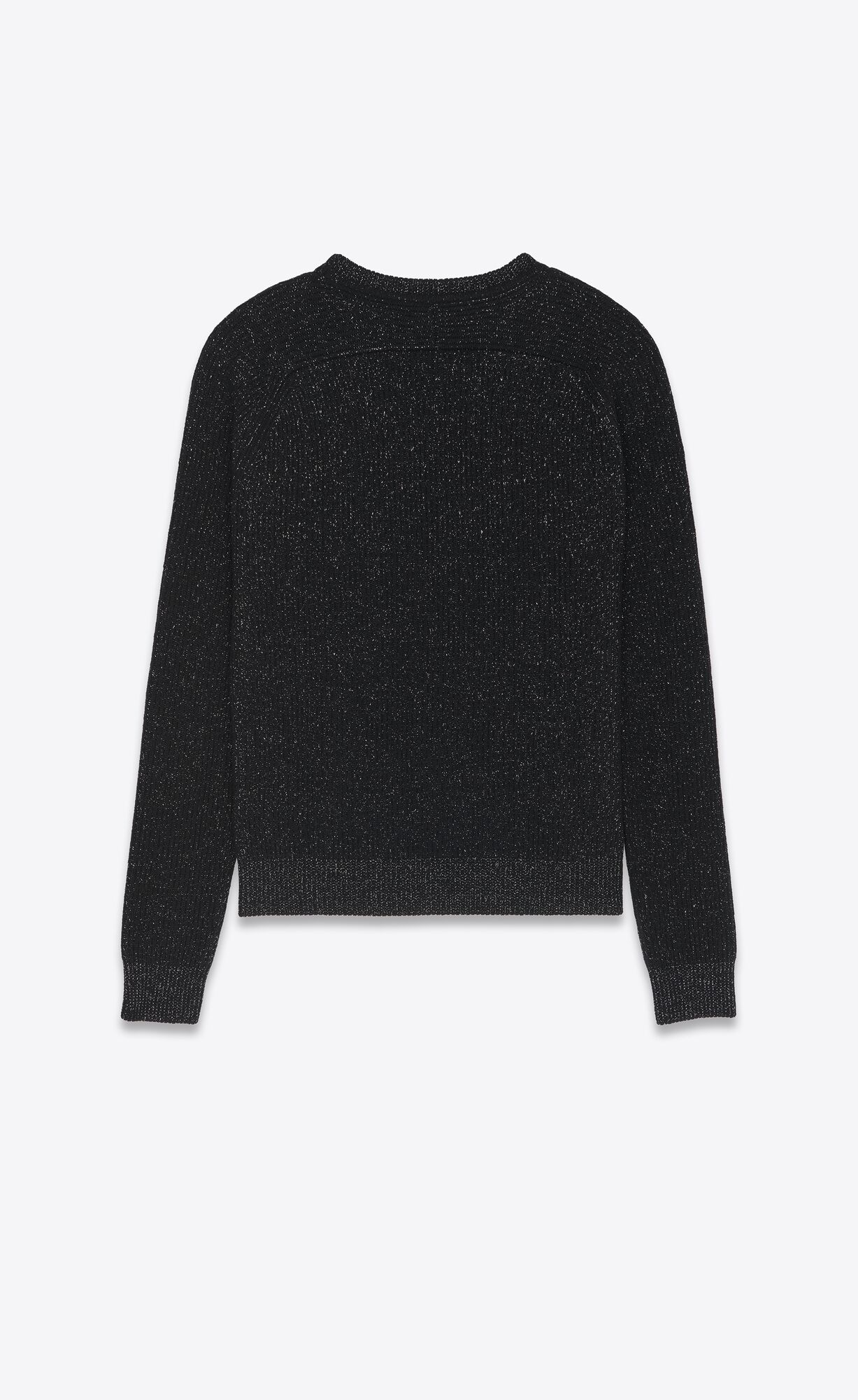 YSL Sweater In Ribbed Wool And Cashmere Noir Et Argent | SRHUM3704