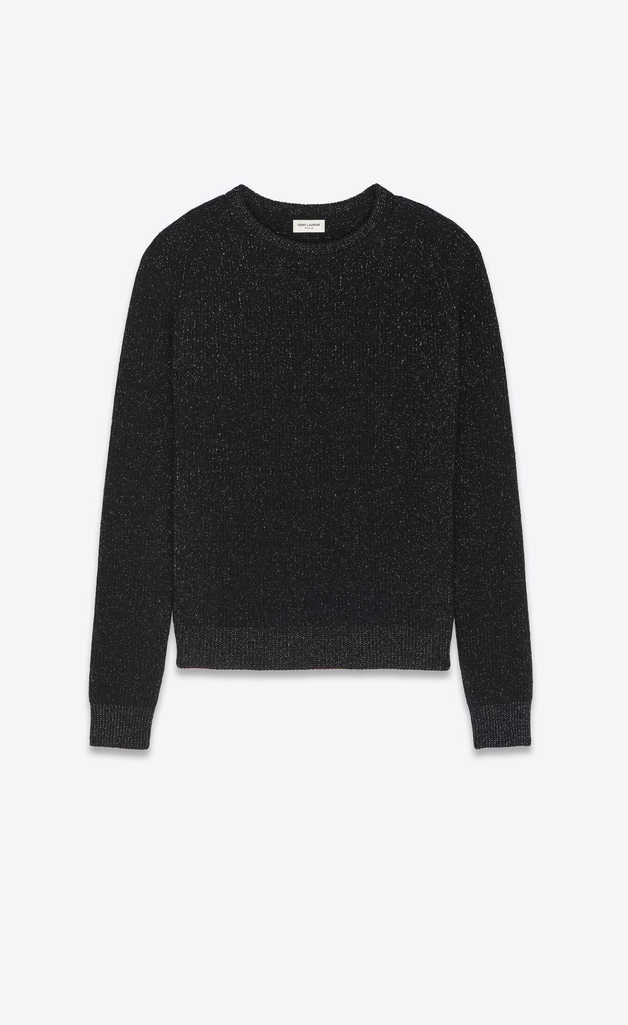 YSL Sweater In Ribbed Wool And Cashmere Noir Et Argent | SRHUM3704