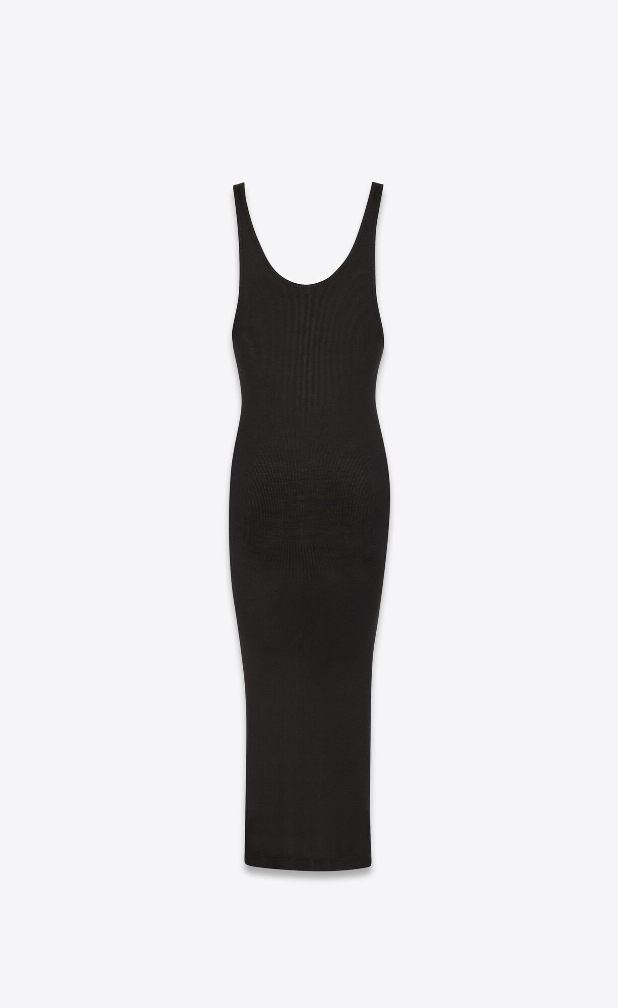 YSL Tank Top Dress In Ribbed Silk Jersey Noir | GBYWN2916