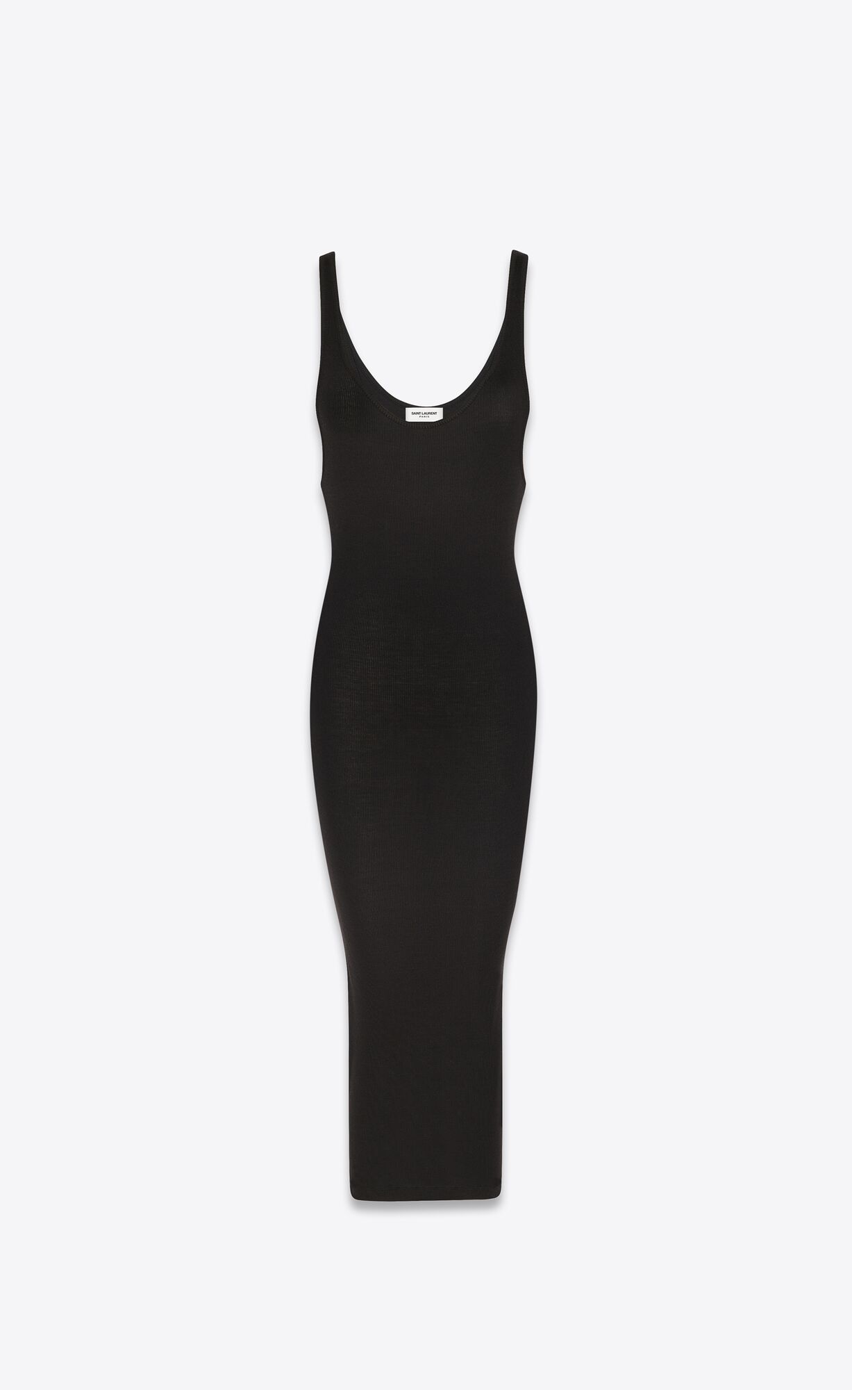 YSL Tank Top Dress In Ribbed Silk Jersey Noir | GBYWN2916