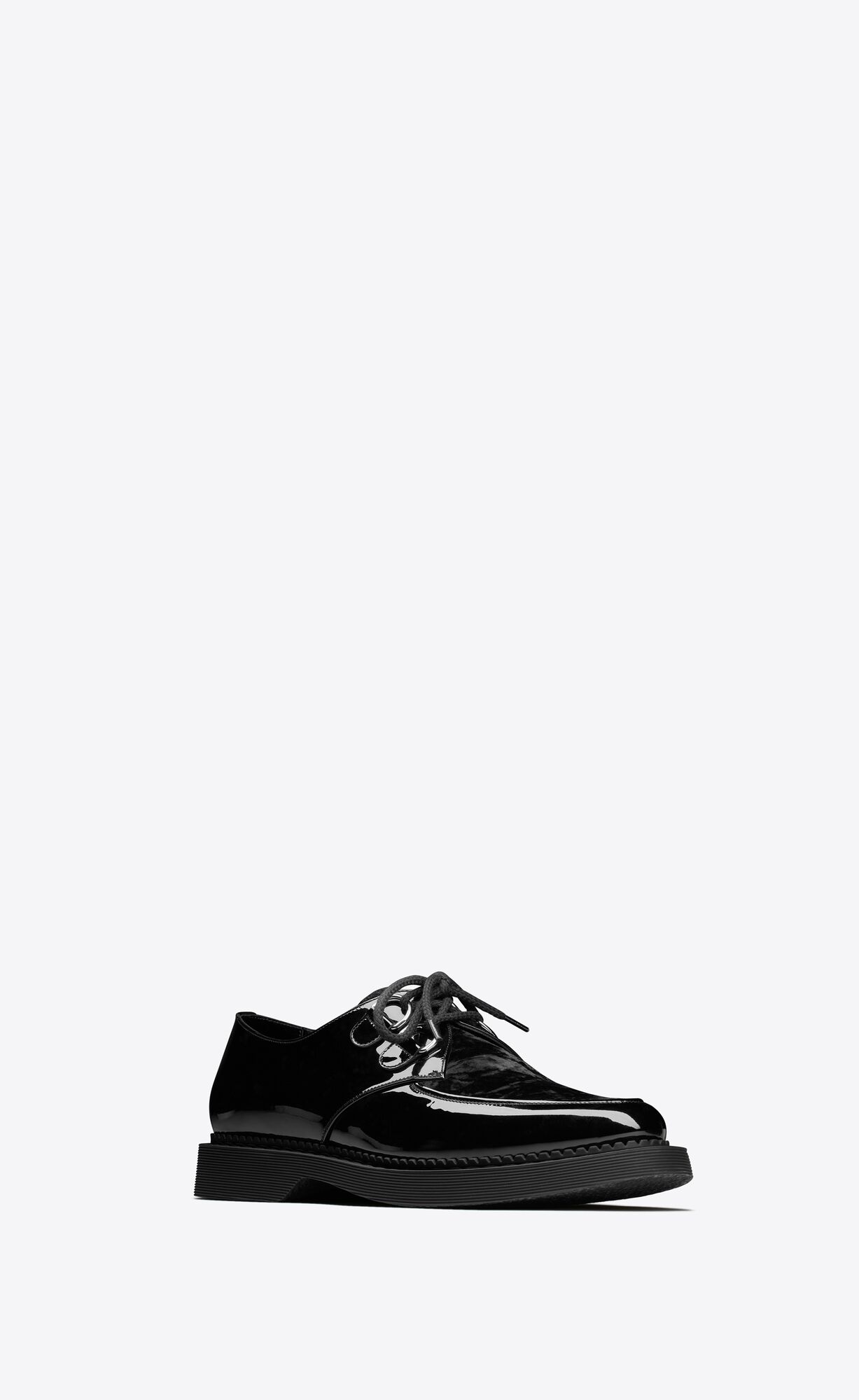 YSL Teddy Derbies In Patent Leather And Velvet Noir | JNCAE1307