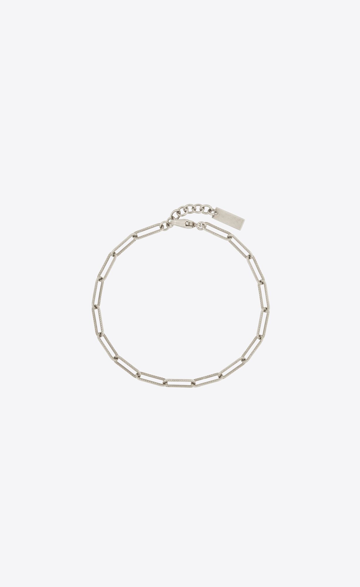 YSL Textured Rectangular Chain Bracelet In Metal Oxidized Silver | VFWSO9841