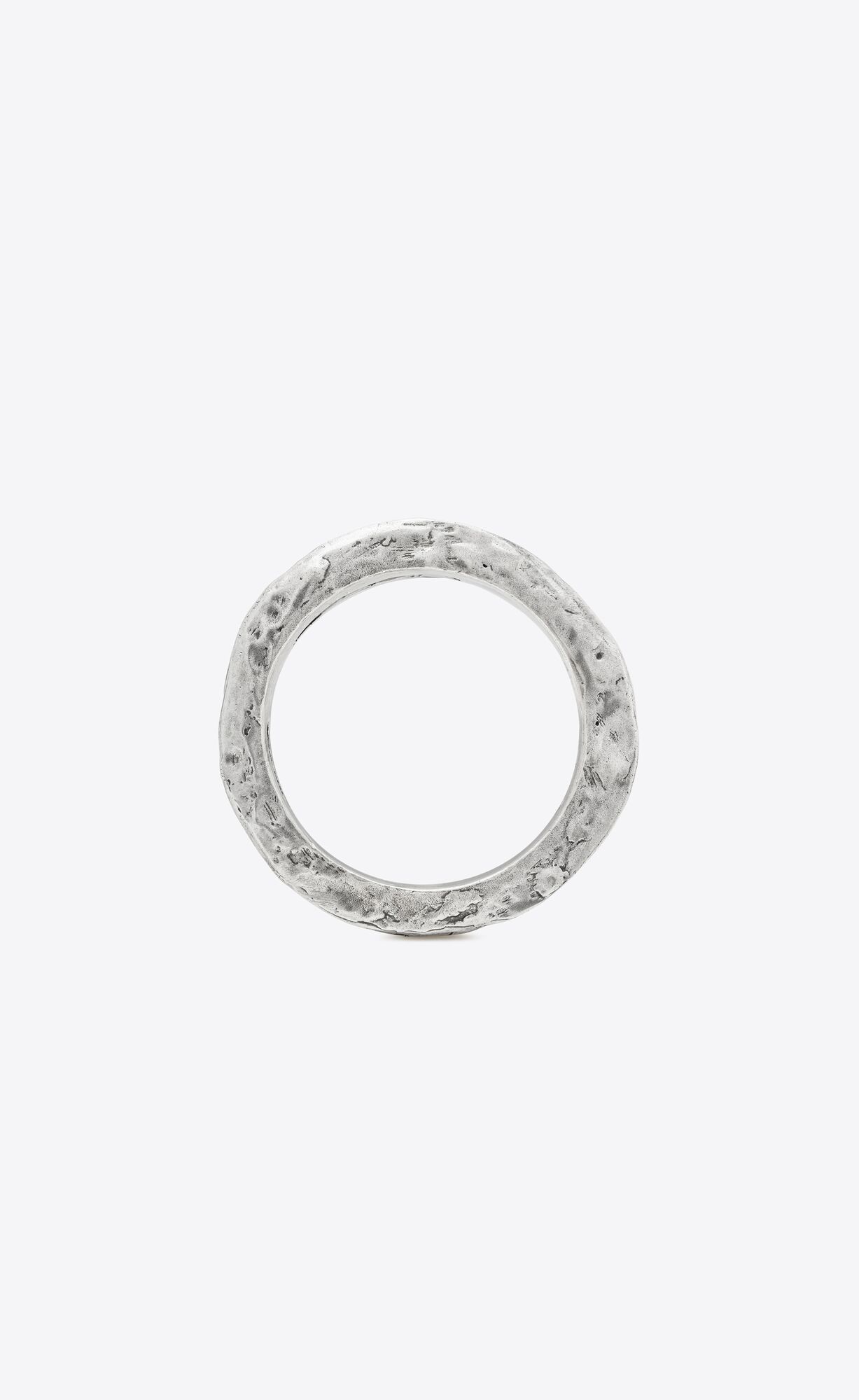 YSL Thin Textured Bangle In Metal Aged Dark Oxidised Silver | SLKMJ1590